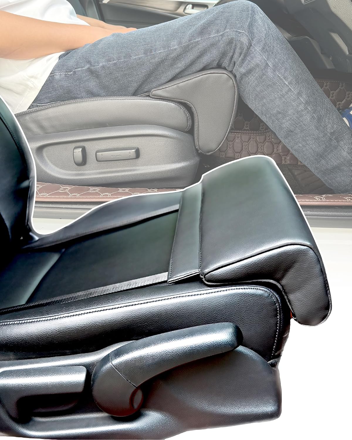 Car Seat Extender Leg Support, Upgraded Car Driver Seat Leg Support Extender - Heighten & Lengthen, Universal Car Leg Extender Pillow for Cars Buses Trains Office Home (Large)