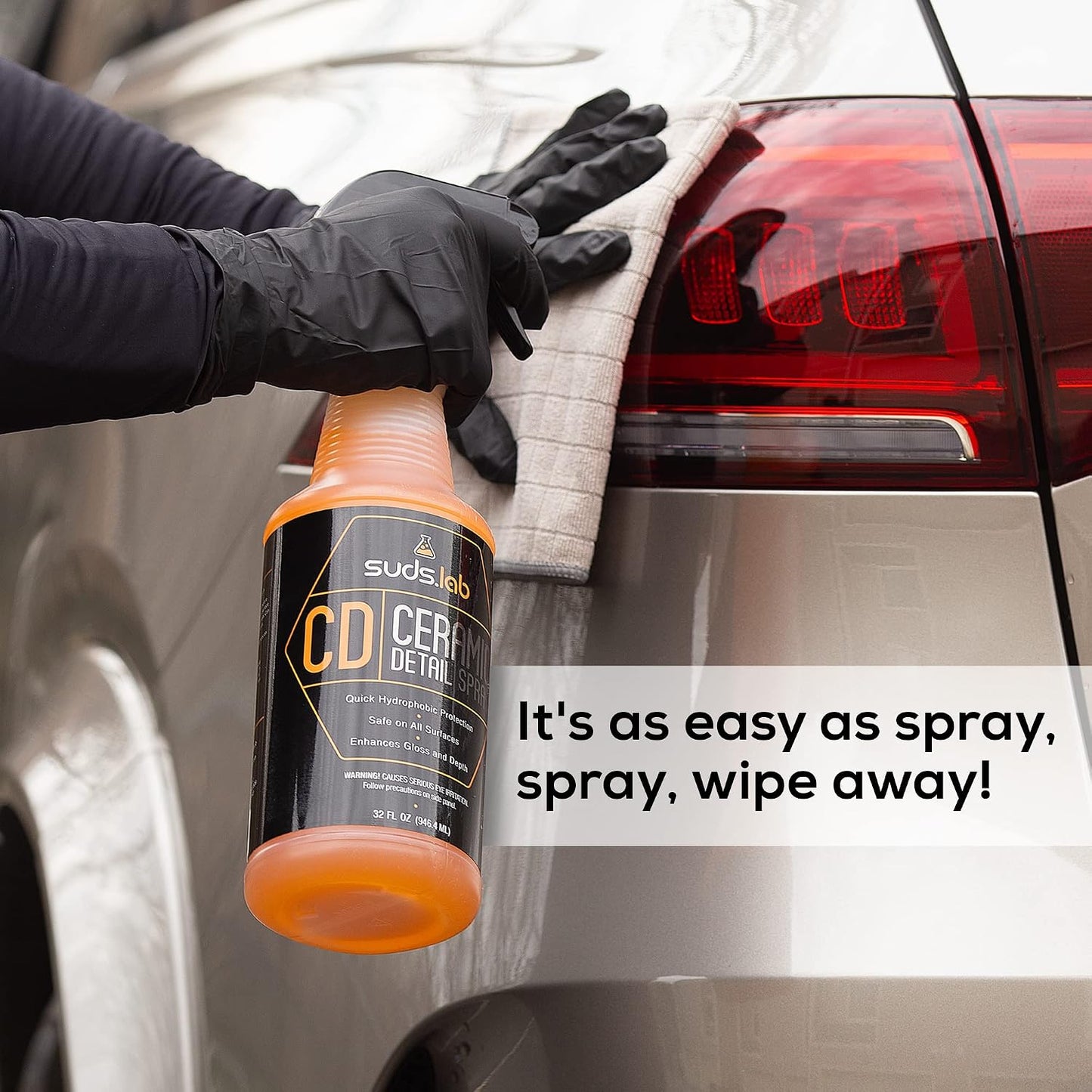 Suds Lab CD Ceramic Detail Spray, Wax Preserving Detailing Cleaner, Easy Surface Prep, Remove Dirt Dust And Oil, Water Repellent Protection, Easy To Use Spray For A Spot Free Shine 32 oz.