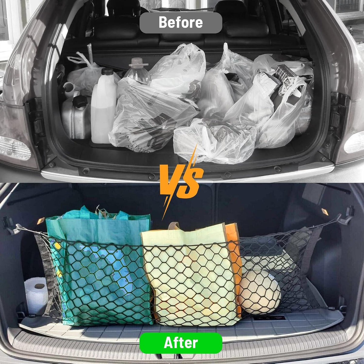 RED WOLF Envelope Style Cargo Net for 2006-2022 Ford Focus Escape Explorer Expedition Ranger Trunk Bed Grocery Net Elastic Mesh Organizer SUV Rear Tailgate Netting 43.3" x 15.7"