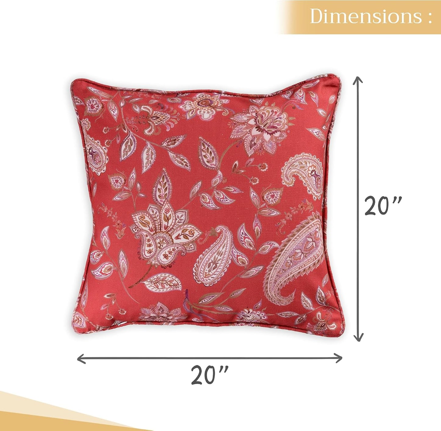Maison d' Hermine Decorative Pillow Covers 20 x 20 inch Square 100% Cotton Throw Pillow Covers with Invisible Zipper for Living Room Couch Chair Sofas Spring Summer (Ramage - Fire Brick)