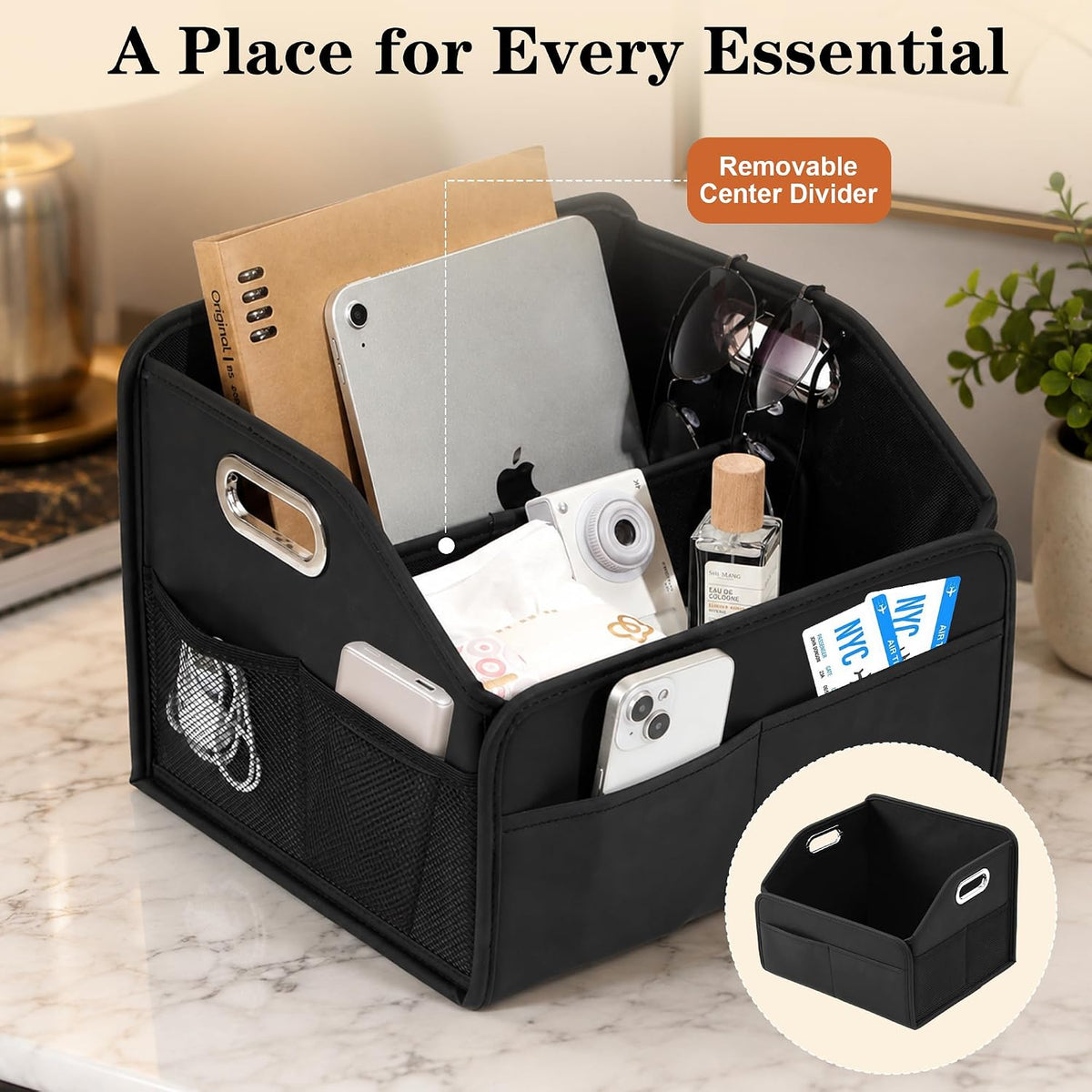 Car Front Seat Storage Organizer, Back Seat/Floor/Trunk, Divider & Handles
