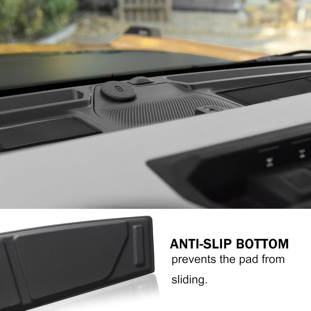 Silicone Dash Dashboard Cover Mat for Ford Bronco Accessories 2021 2022 2023 2024 2025 2026 Anti Dust Dash Pad Tray Insert Liners Compartments Mat for Bronco 2/4-Door 2Pcs Set (Black Trim)