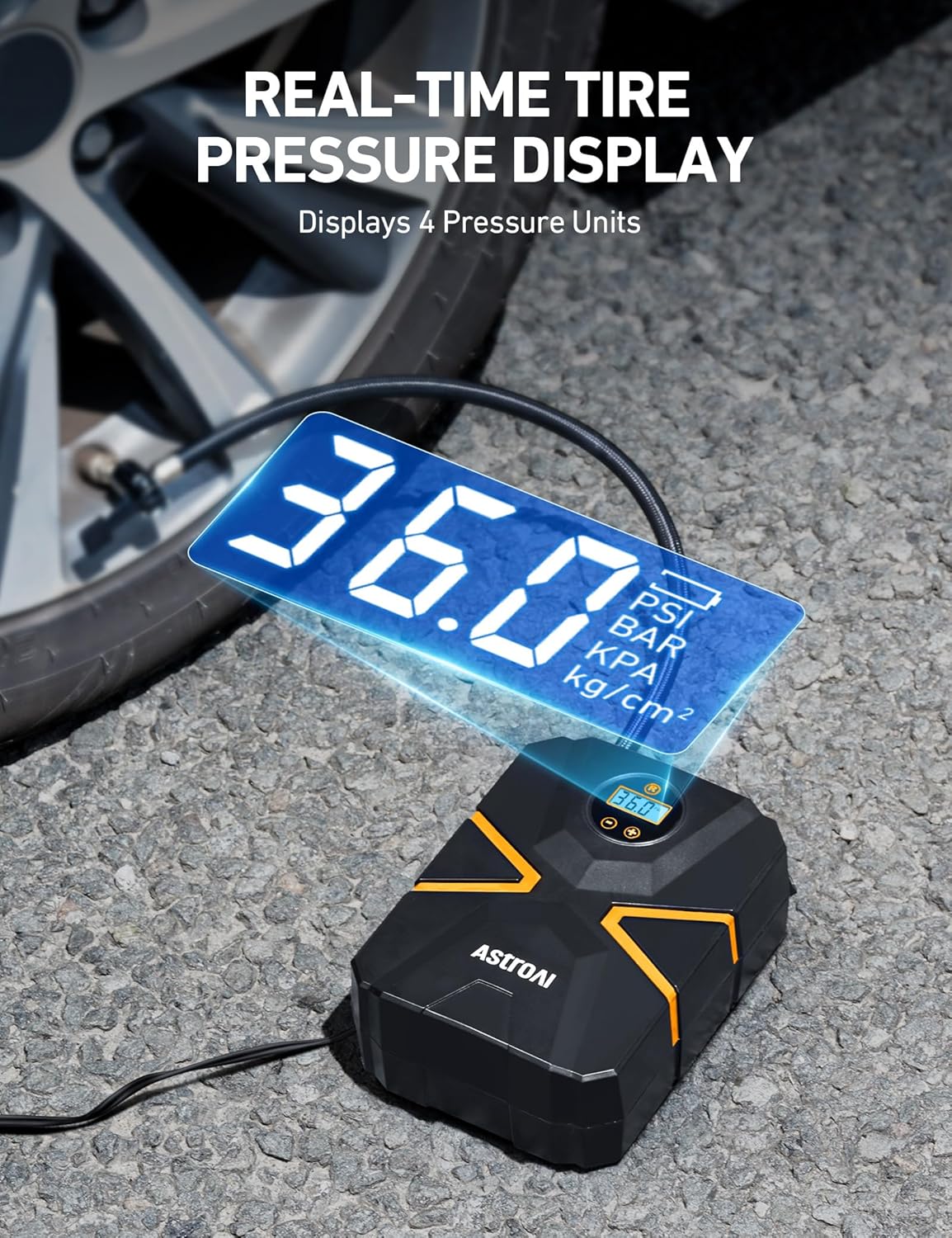 AstroAI S1 Tire Inflator Portable Air Compressor 12V DC with Digital Gauge