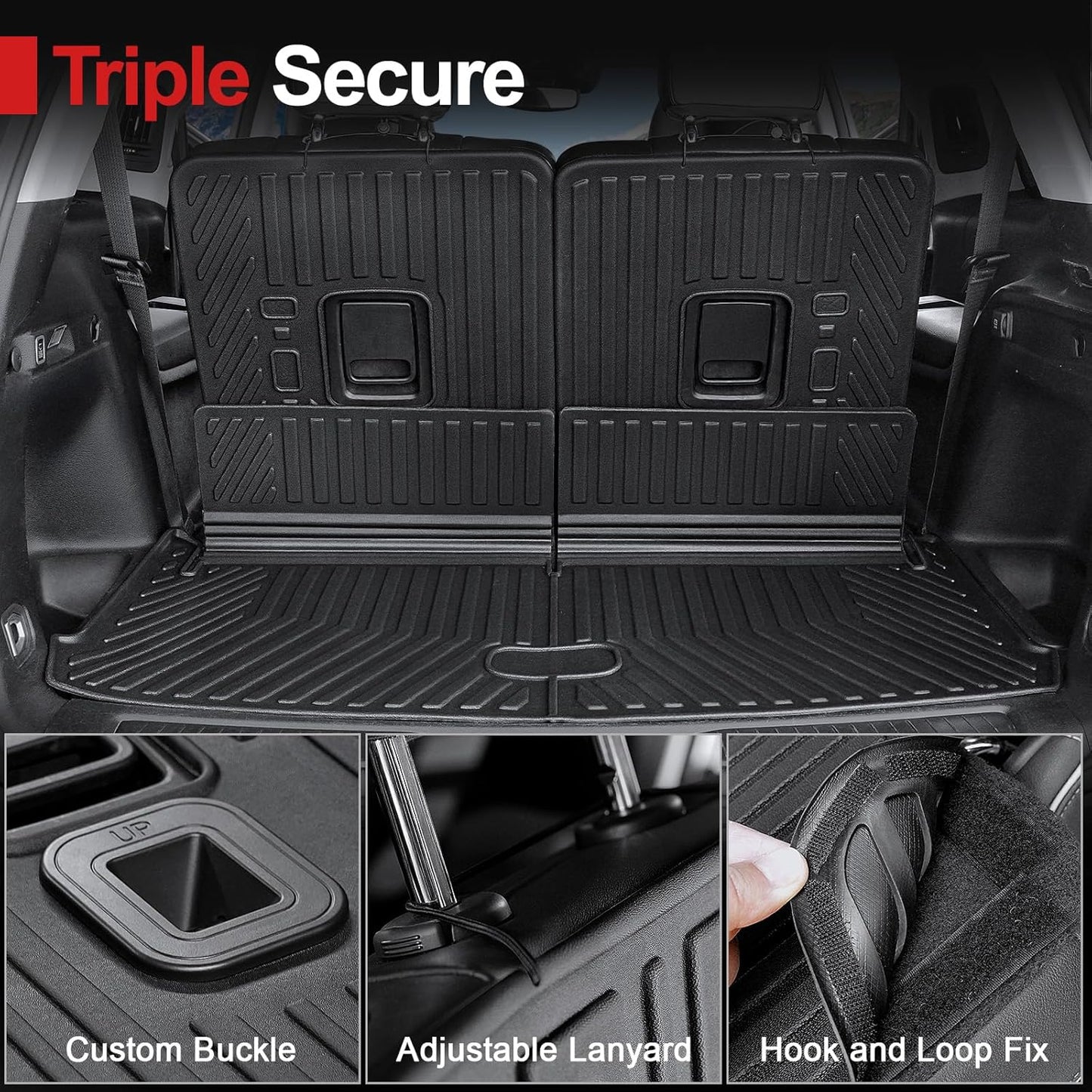 Floor Mats for 2021-2025 2026 Jeep Grand Cherokee L (6-Seater w/o 2nd Row Center Armrest Only), TPE All Weather Protection Durable Trunk Cargo Mat for Jeep Grand Cherokee L Accessories