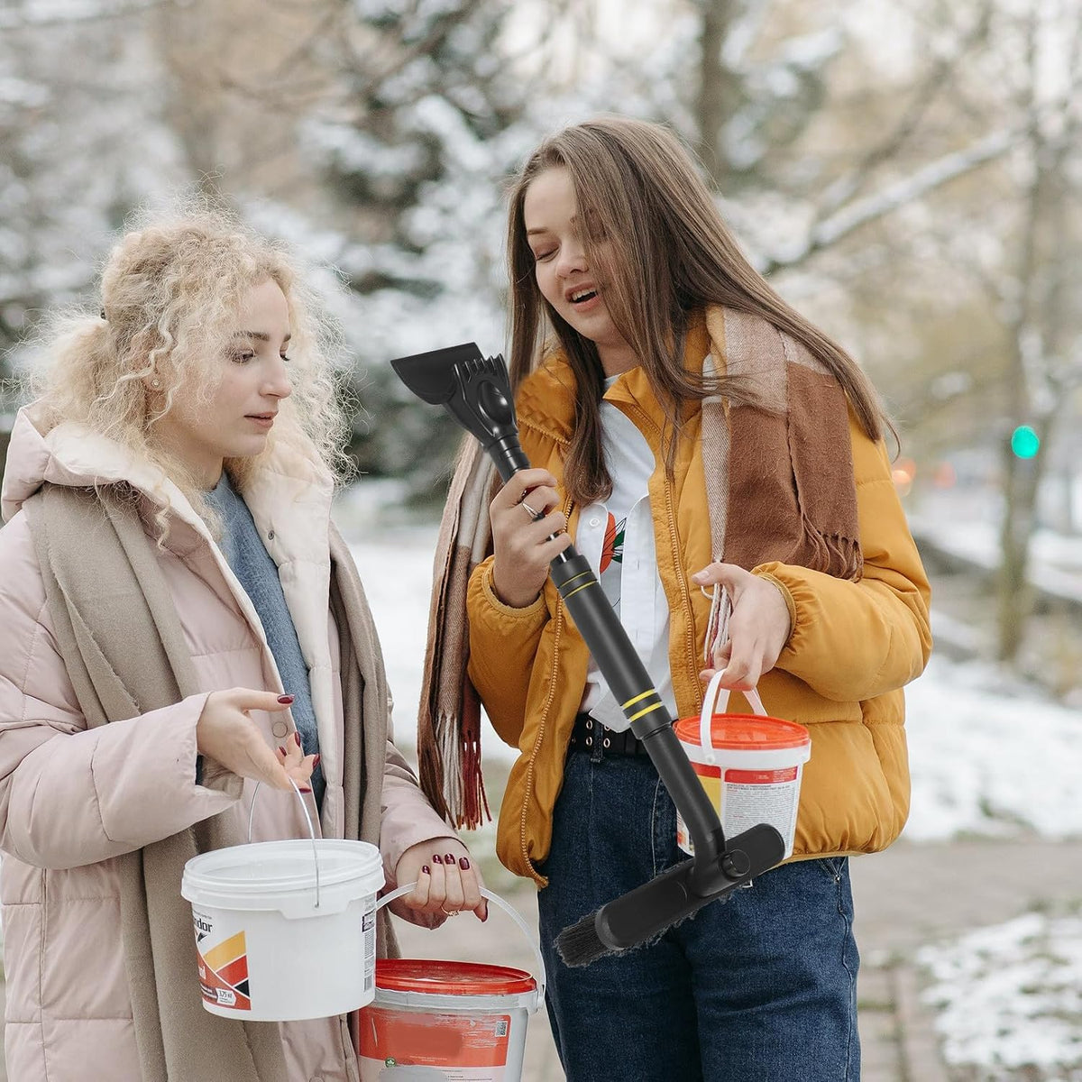 Snow Brush Sturdy Plastic Material Ice Scraper Extendable for Car Windshield with Rotatable Head Reliable Snow Removal Tool for Winter