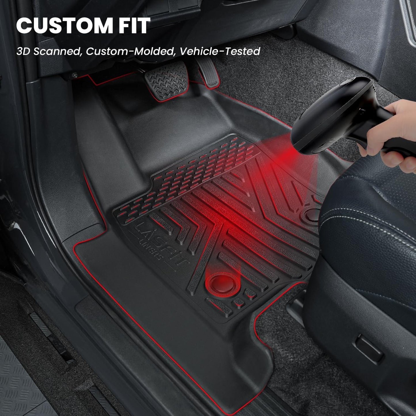 LASFIT Floor Mats & Cargo Liner with Backrest Mat for Ford Explorer 2022-2025 2026 6 Passenger, Custom Fit All Weather Protector TPE Easy Clean Floor Liners, Car Mats for Explorer Accessories, Black
