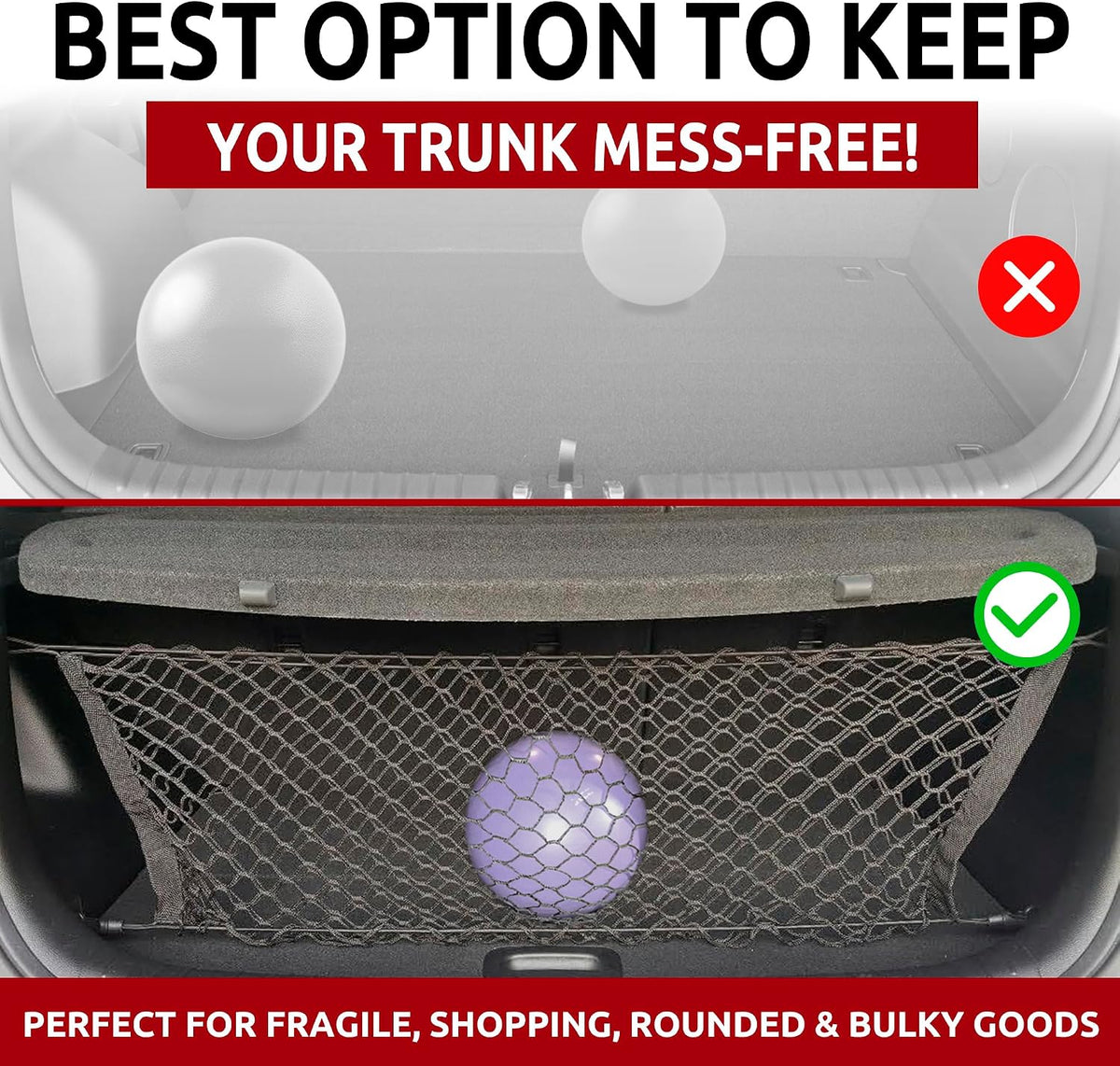 Envelope Style Trunk Mesh Cargo Net compatible with KIA SOUL 2014-2025 - Car Accessories - Premium Trunk Organizers and Storage - Cargo Net for SUV - Vehicle Carrier Organizer for KIA SOUL 2014-2025