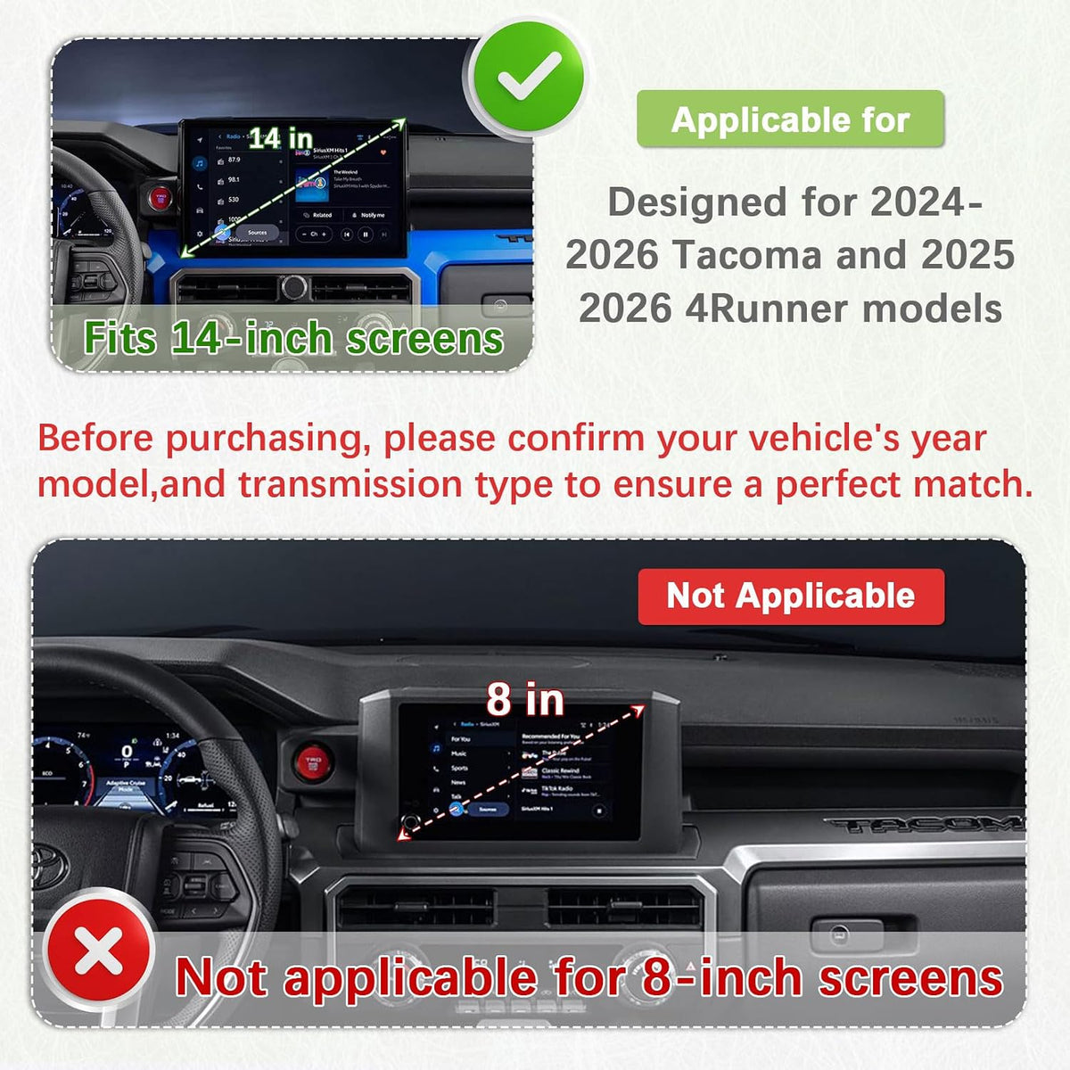 Dash Storage Box for 2024-2026 Toyota Tacoma& 25-26 4Runner with 14" Screen