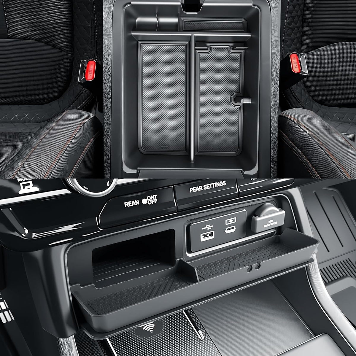 BIBIBO 2Pack for 2026 Honda Passport Center Console Organizer 2026 Honda Passport/Passport Hybrid Center Organizer Tray 2026 Passport Middle Insert Tray 2026 Passport Accessories