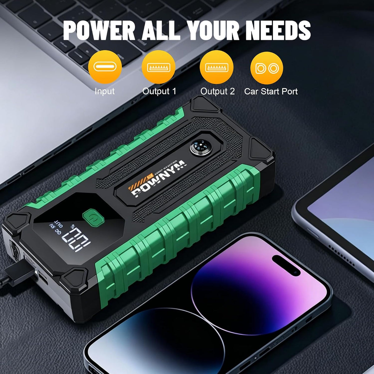 Portable Car Jump Starter, 12V Battery Booster,Jumper with USB & LED