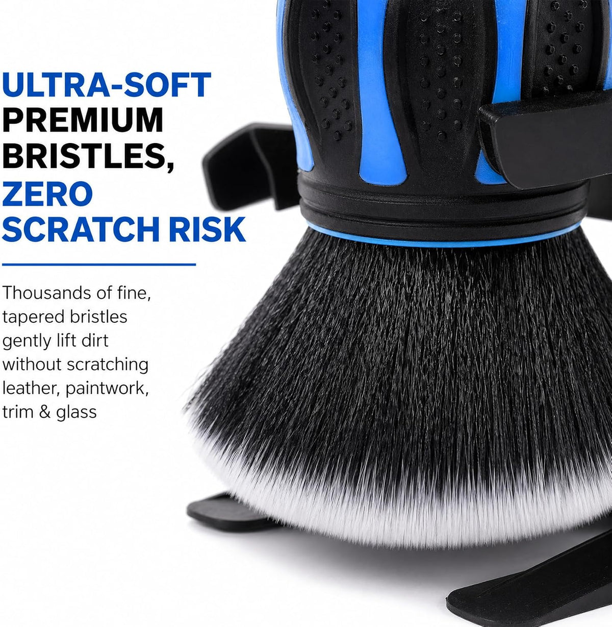 Car Detailing Brush, Car Cleaning Brush, Ultra Soft Fiber Auto Interior Dusting Brush with Storage Rack, Car Accessories Tire Shine Cleaning Tool Beauty Tools for Most Vehicles (Black Blue)