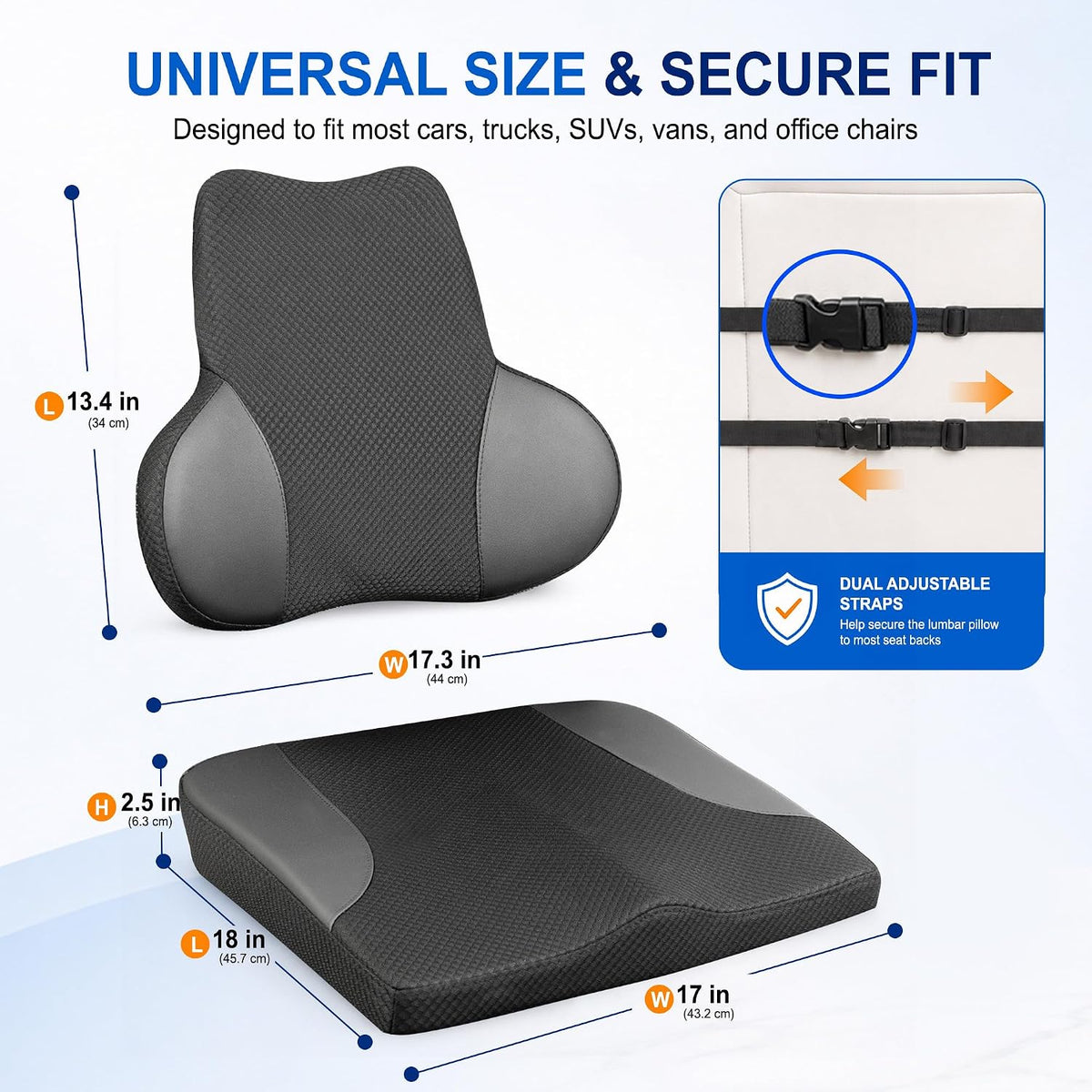 Lofty Aim Car Seat Cushion and Lumbar Support Pillow Set, Car Back Support