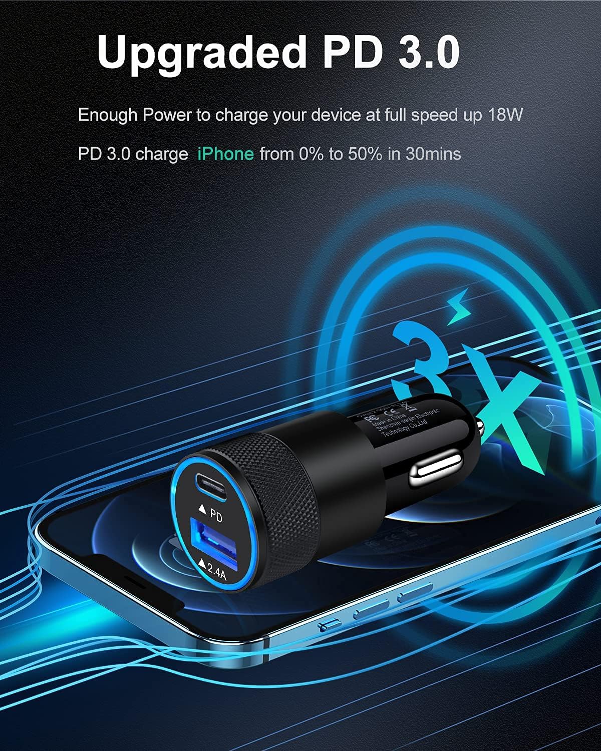 AILKIN 30W PD USB C Car Charger, USB Type C Fast Power Charging Block