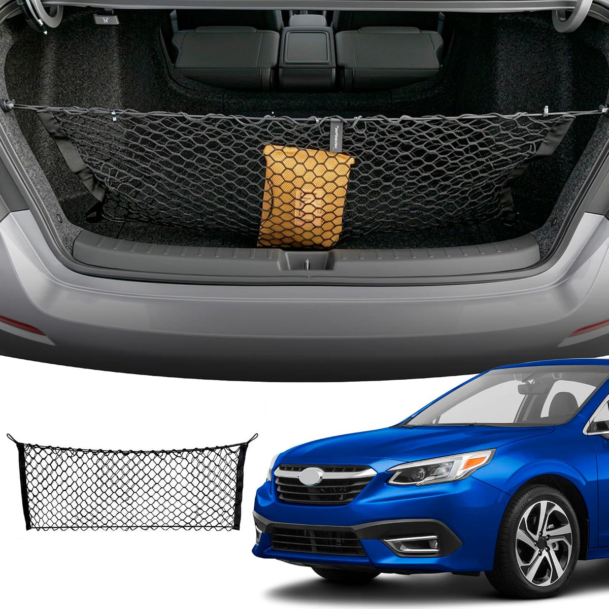 Envelope Style Automotive Elastic Trunk Mesh Cargo Net for Subaru Legacy 2020-2025 - Premium Trunk Organizer and Storage - Luggage Net for Sedan - Car Organizer for Subaru Legacy