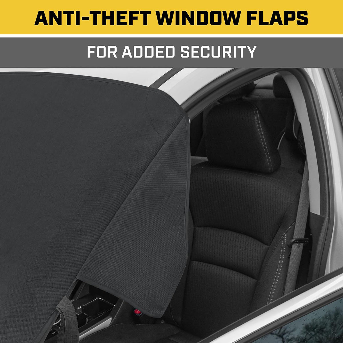 Cat® Windshield Snow Cover, Toughest Car Frost Protector for Ice & Sleet, Weatherproof for Winter, Includes Anti-Theft Straps, Freeze Protector for Auto Car Truck Van SUV, Wide Size 78"x45" inch,Black