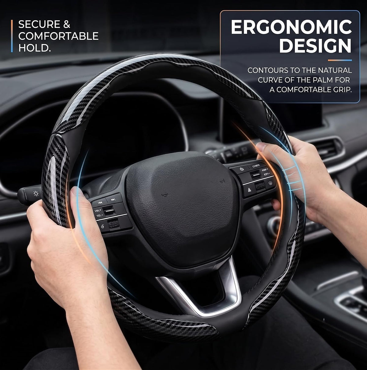 Carbon Fiber Steering Wheel Cover 3pcs Segmented Car Steering Wheel Cover