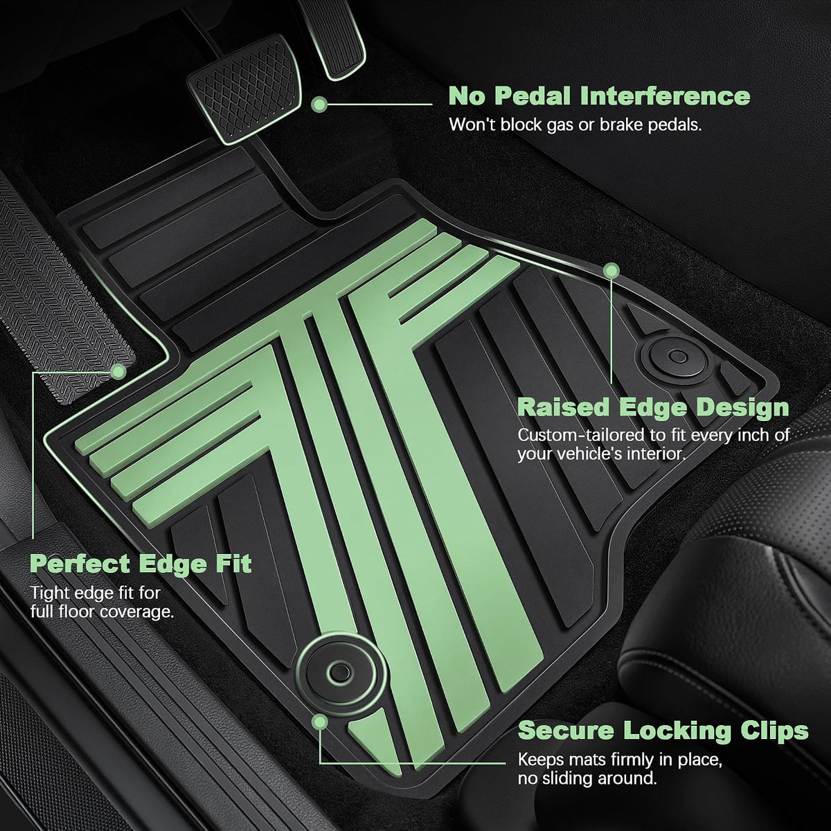 TTX LIGHTING Floor Mats for Chevy Equinox & GMC Terrain 2025-2026, Green