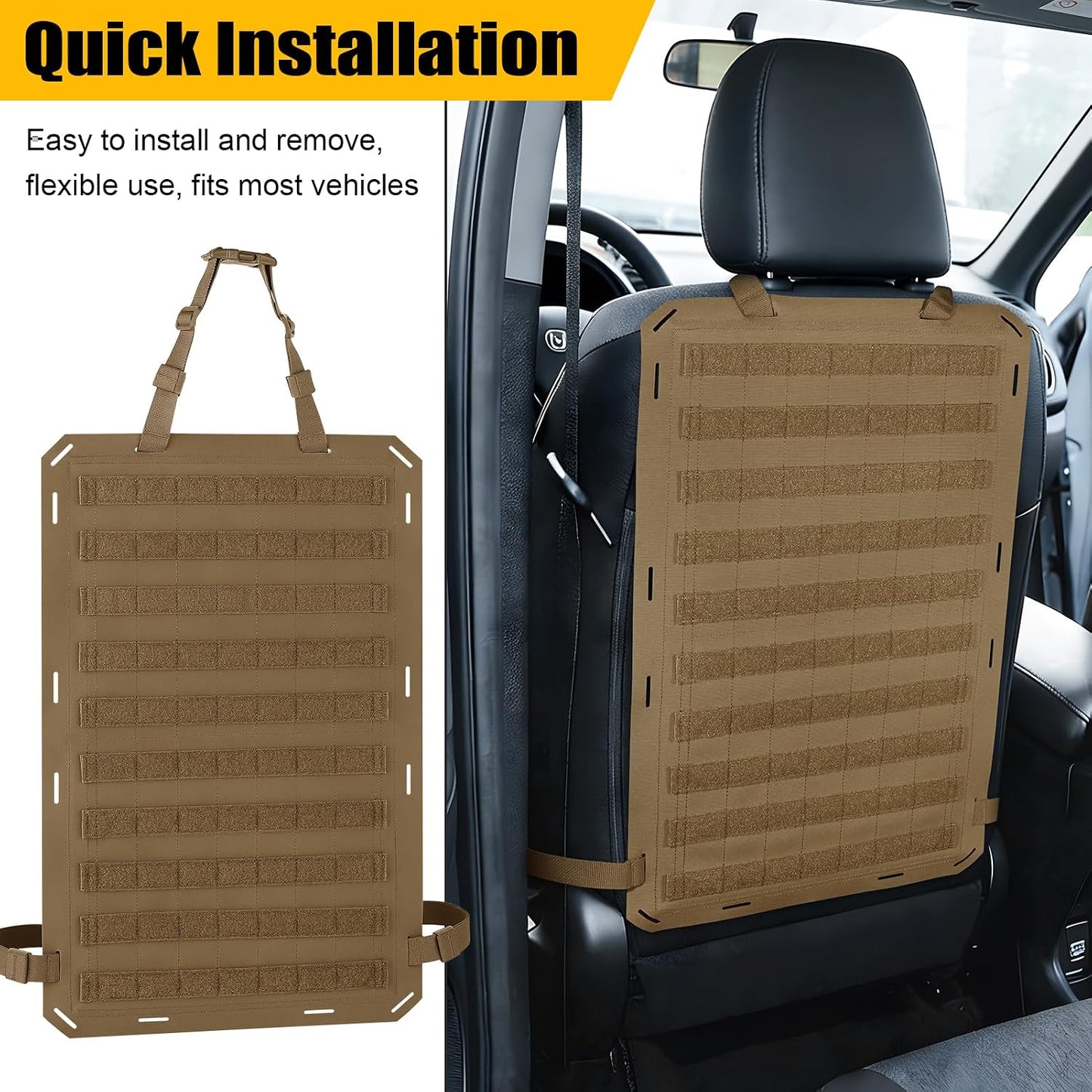 Molle Panels for Car Back Seat, Tactical Seat Back Organizer Covers for Vehicles Truck, Tactical Car Accessories Foldable for Universal Automotive(CB-Foldable)