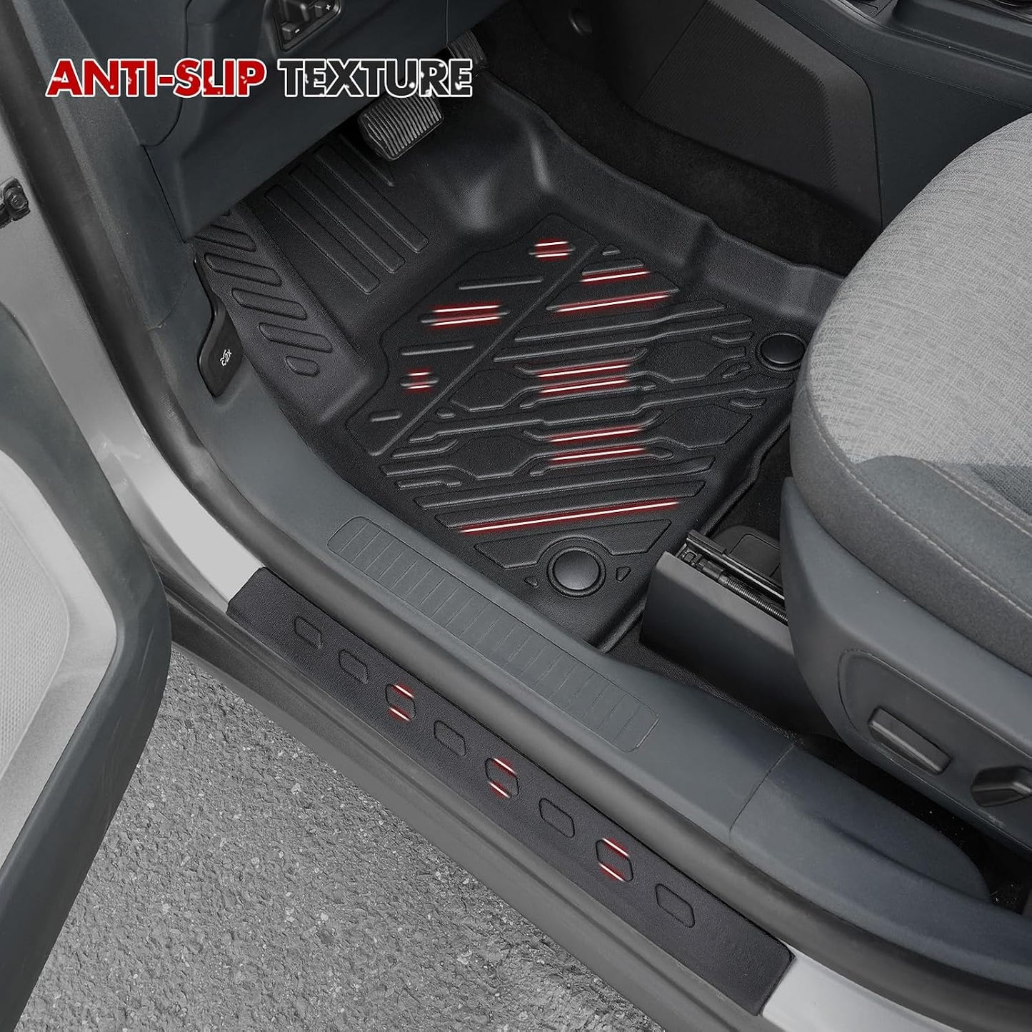 Mabett Floor Mats with Door Sill Protectors for Ford Maverick Hybrid Accessories 2026 2025 2024 2023 2022, All-Weather TPE Liner Mat Custom Fit Maverick Hybrid Model(NOT fit Gasoline)