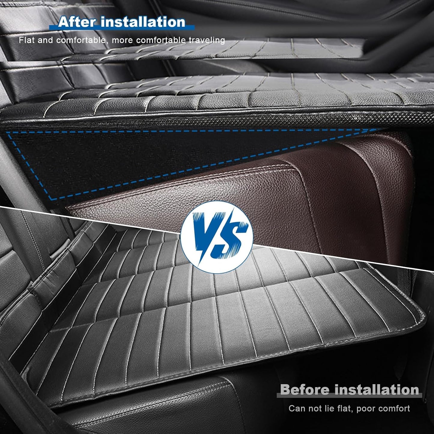 Auto Seat Wedge Leveling Cushion, Breathable Fabric Rear Seat Leveling Mat Support Cushion, Ergonomic Angled Design Backseat Pad Pain Relief Pad for Car Office Outdoor