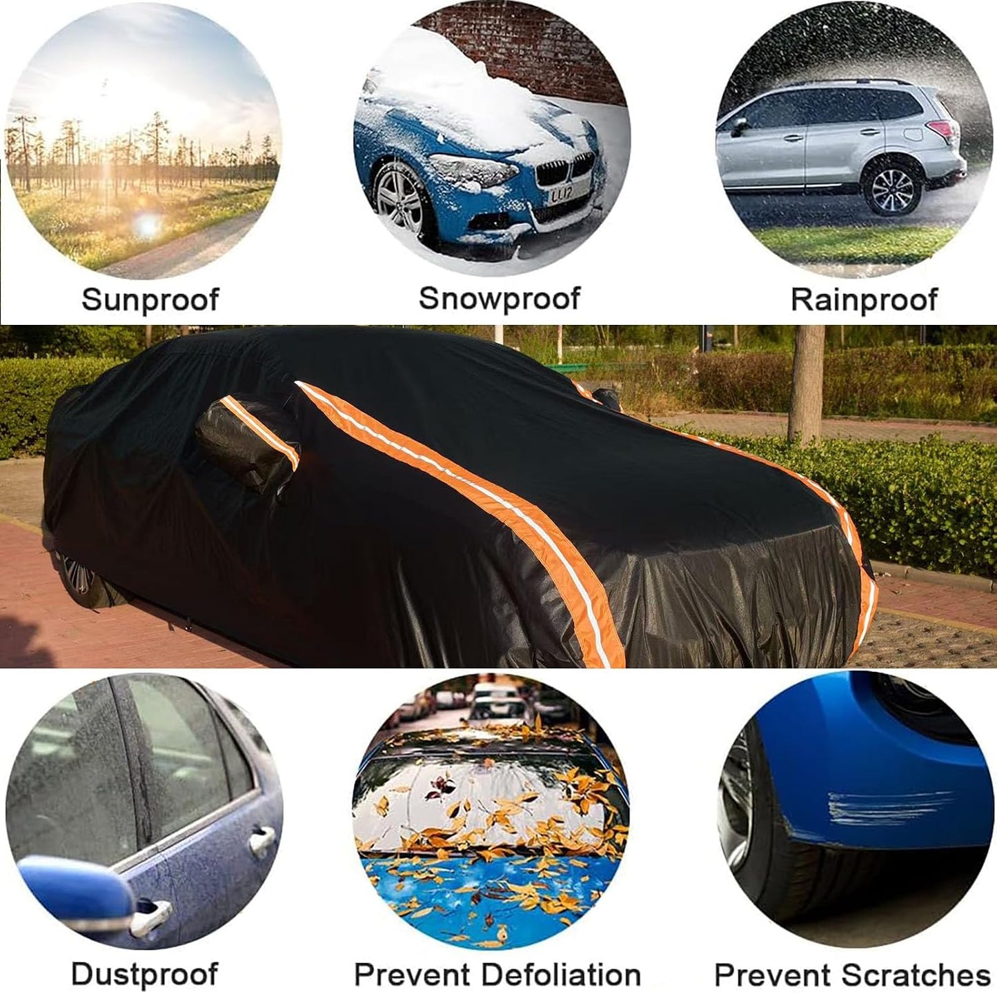 8-Layer All Weather Waterproof Car Cover Custom Fit for Subaru WRX Impreza STI 2007-2025, Lab-Verified Snow/Rain/UV Protection - Zipper Door & Storage Bag