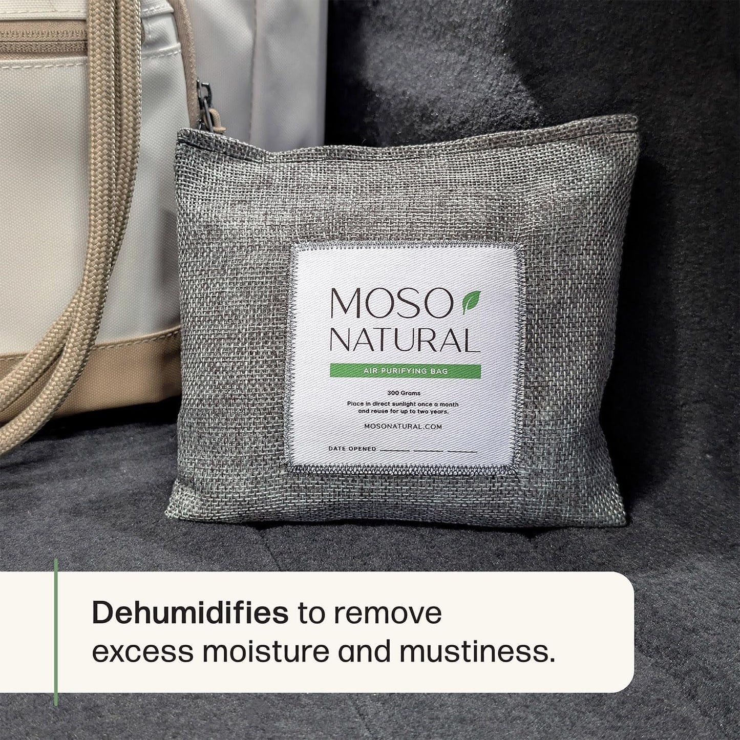 Moso Natural Car Odor Eliminator & Charcoal Odor Absorber, Bamboo Charcoal Air Purifying Bag for Cars, Trucks, SUVs, RVs & Boats — Unscented Deodorizer, Lasts 2 Years, HGTV Editors' Pick
