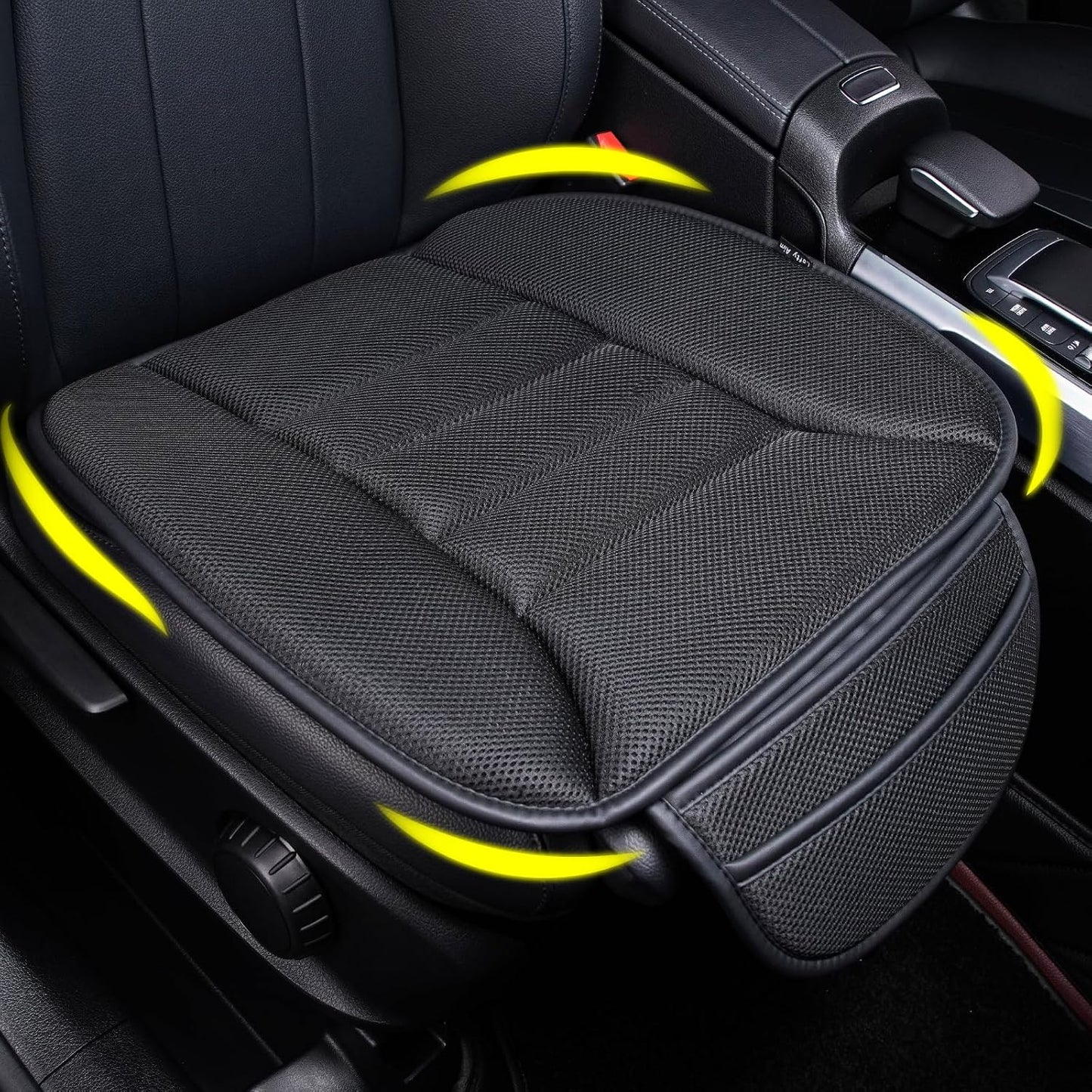 Lofty Aim Premium Car Seat Cushion, Driver Cushion with Comfort Memory Foam & Non-Slip Rubber Bottom, Car Seat Pad Works with 95% of Vehicles and Office Chair or Home - 4D Brown