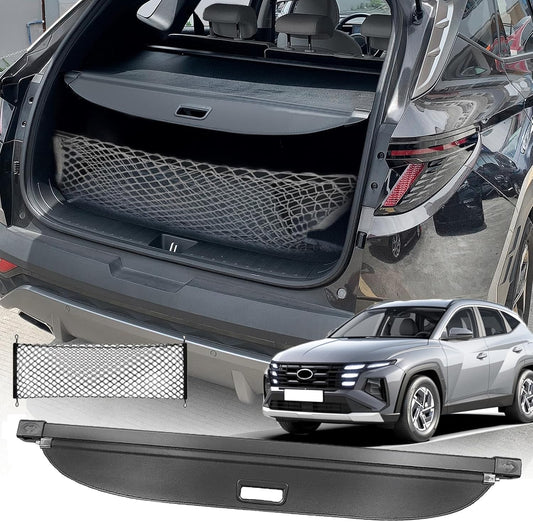 Cargo Cover for Hyundai Tucson 2026 2025 Accessories 2024 2023 2022(Canvas),Retractable Trunk Cover Organizer Security Shielding Shade Tonneau Cover for Hyundai Tucson Accessories