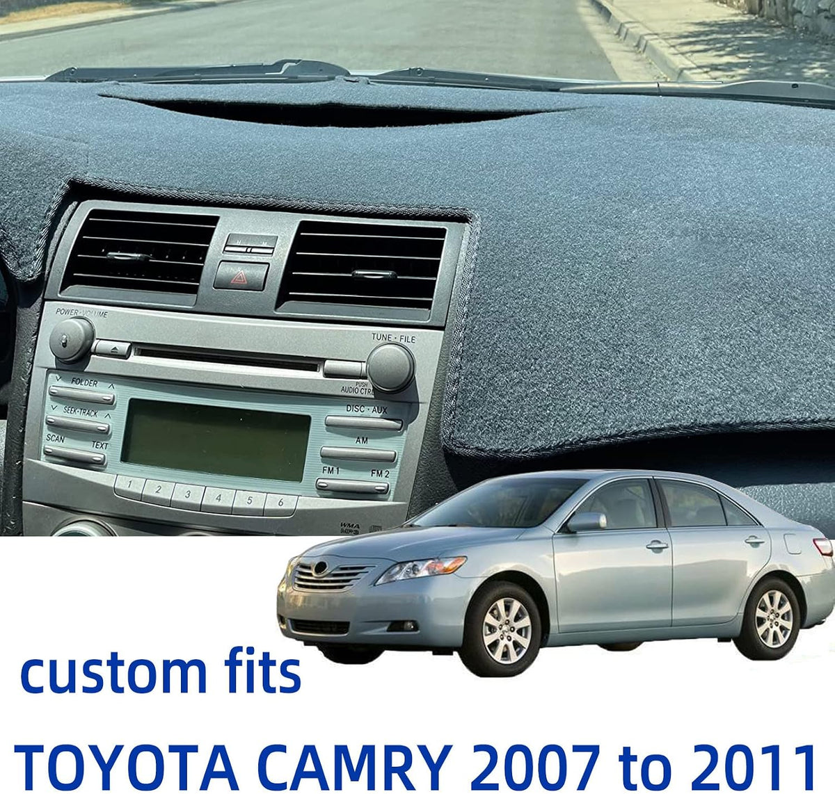 Custom Fit for Toyota Camry Dash Cover 2007-2011, Dashboard Mat, Gray