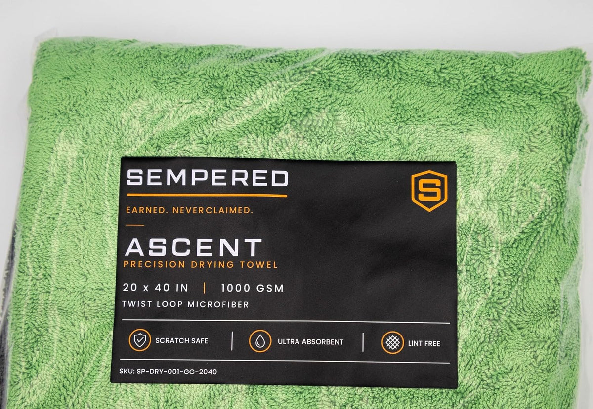 Ascent Twist Loop Microfiber Drying Towel, 20" x 40", 1000 GSM