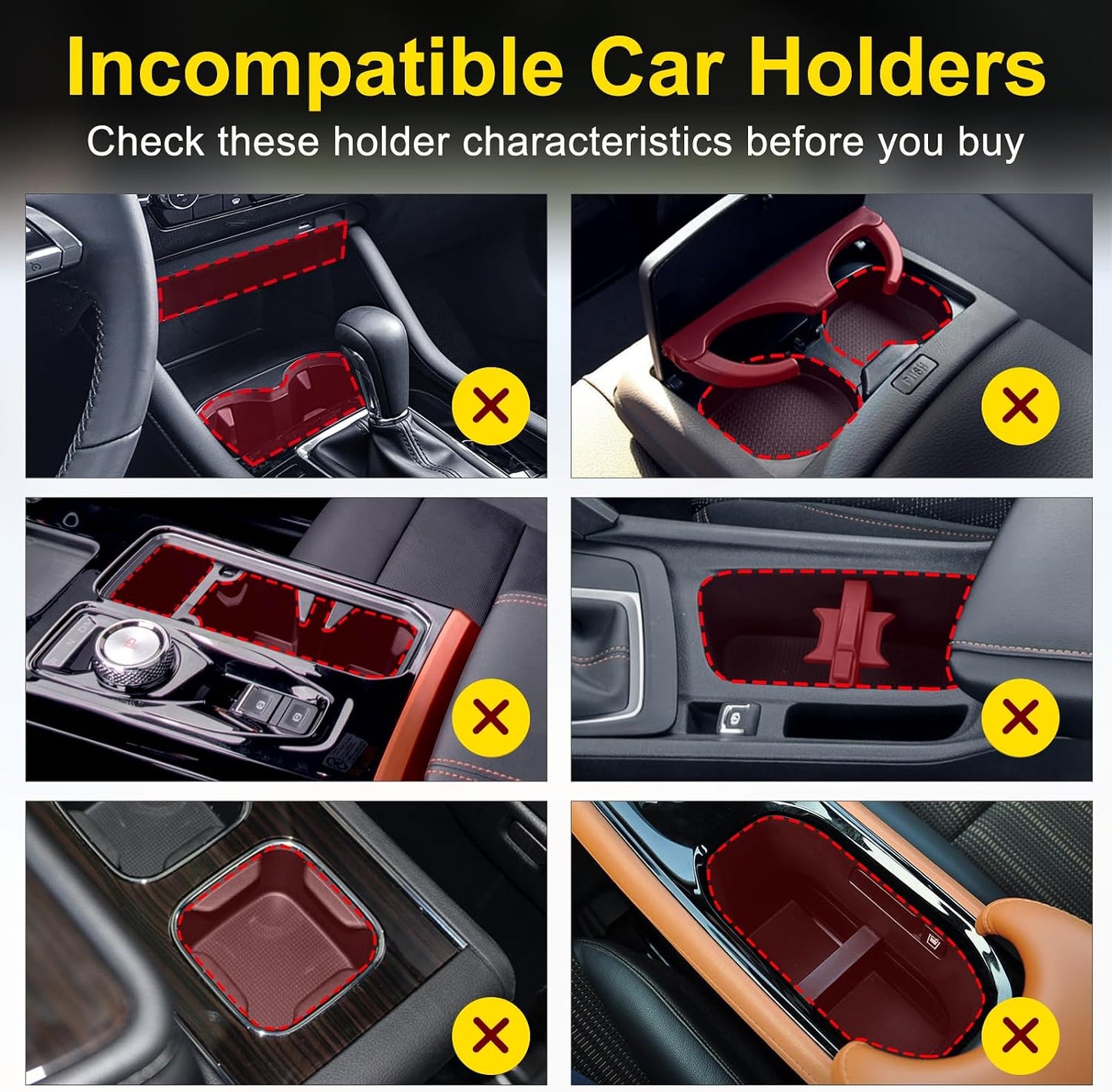 Cup Holder Expander (Adjustable Holder & Base, Auto-Fit Hold, One Button Open), Car Cup Holder Expander for Yeti, Hydro Flask, Nalgene, Owala, Bottles in 2.6"- 4.8" (Black, 1 Pack)