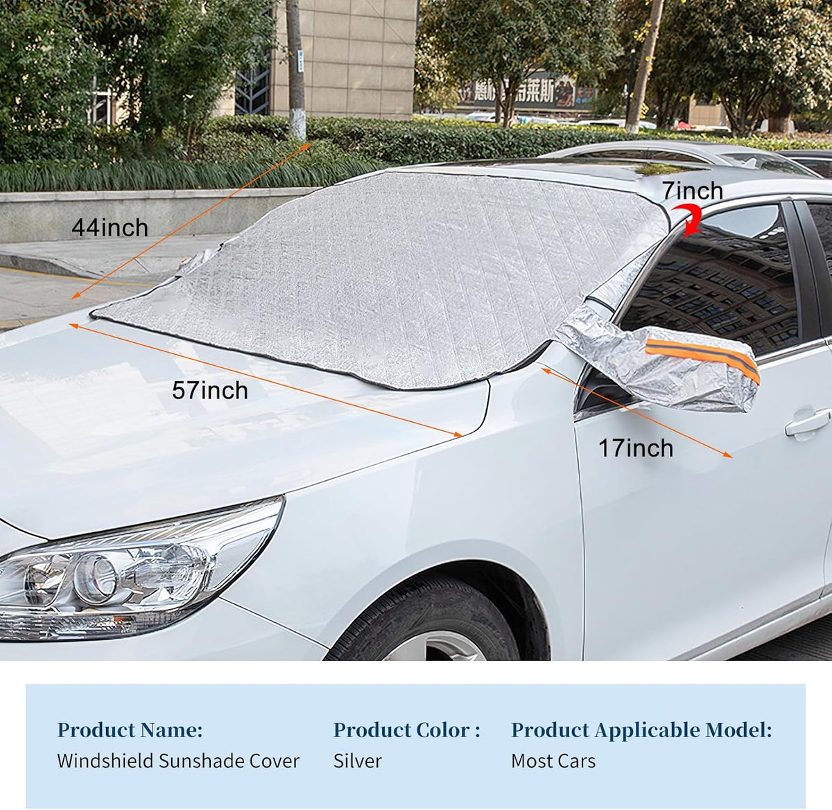 Car Windshield Snow Cover, Magnetic Windshield Snow Cover 4-Layer Protection for Snow, Ice, Frost, Sunlight, Car Windshield Cover with Side Mirror Protector Fit for Most Cars Sedan Compact SUV