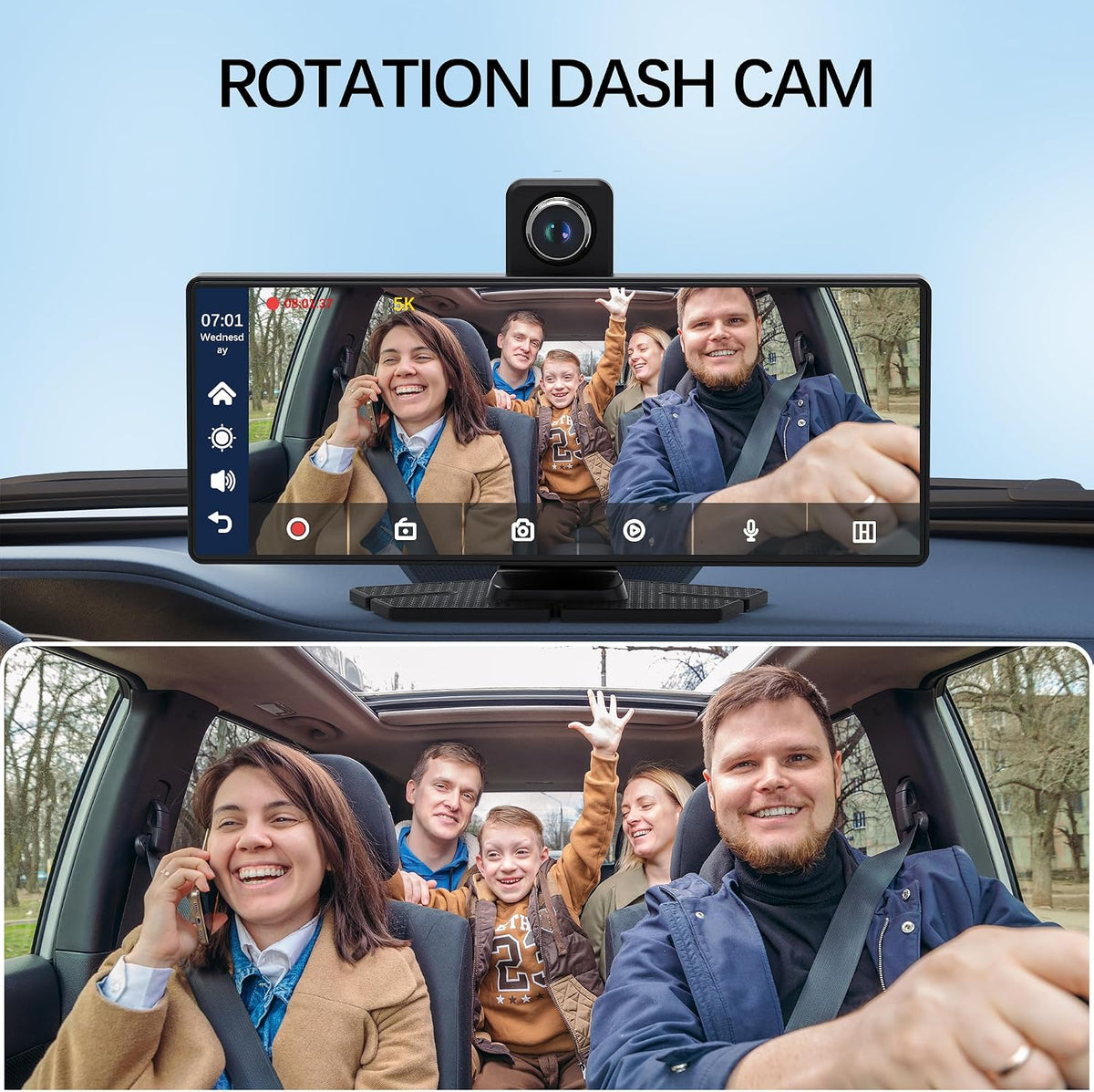 Carplay Screen for Car Portable CarPlay & Android Auto 10.26" 4K 350 Rotation Dash Cam Carplay