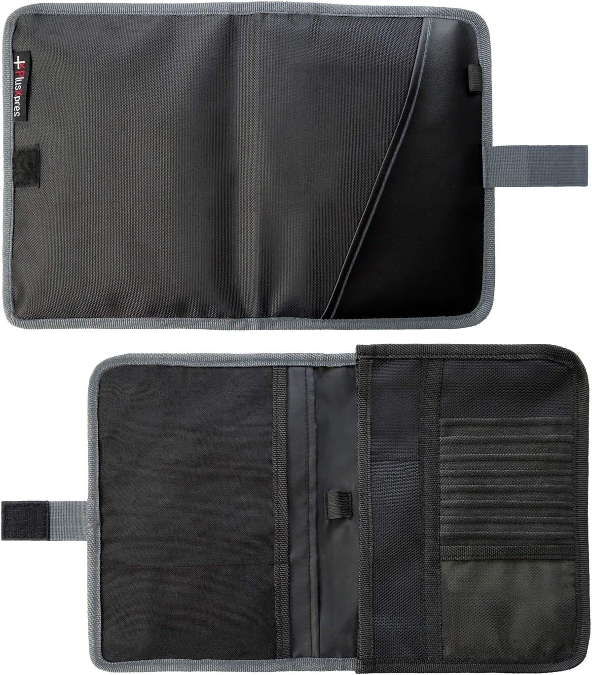 PlusXpres Glove Box Compartment Organizer - Car Document Holder - Gray | Owner Manual Case Pouch, Vehicle Storage Wallet for Registration and Insurance Card, Auto Paperwork Holder, Log Book included