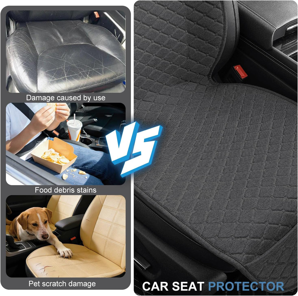Linen Car Seat Covers for Cars, Front Car Seat Cover Protectors with Storage Bags, Anti-Slip & Soft Automotive Seat Cushion Universal Fit for Most Sedan, SUVs, Vehicles (Deep Grey)