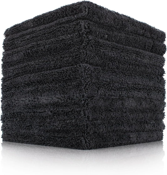The Rag Company - Creature Edgeless Auto Detailing Towels (10-Pack) Professional 70/30 Blend, Dual-Pile Plush Microfiber, Buffing & Polishing, 420gsm, 16in x 16in, Black