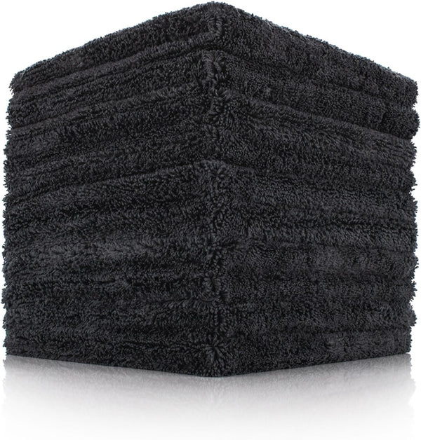 The Rag Company - Creature Edgeless Auto Detailing Towels (10-Pack) Professional 70/30 Blend, Dual-Pile Plush Microfiber, Buffing & Polishing, 420gsm, 16in x 16in, Black
