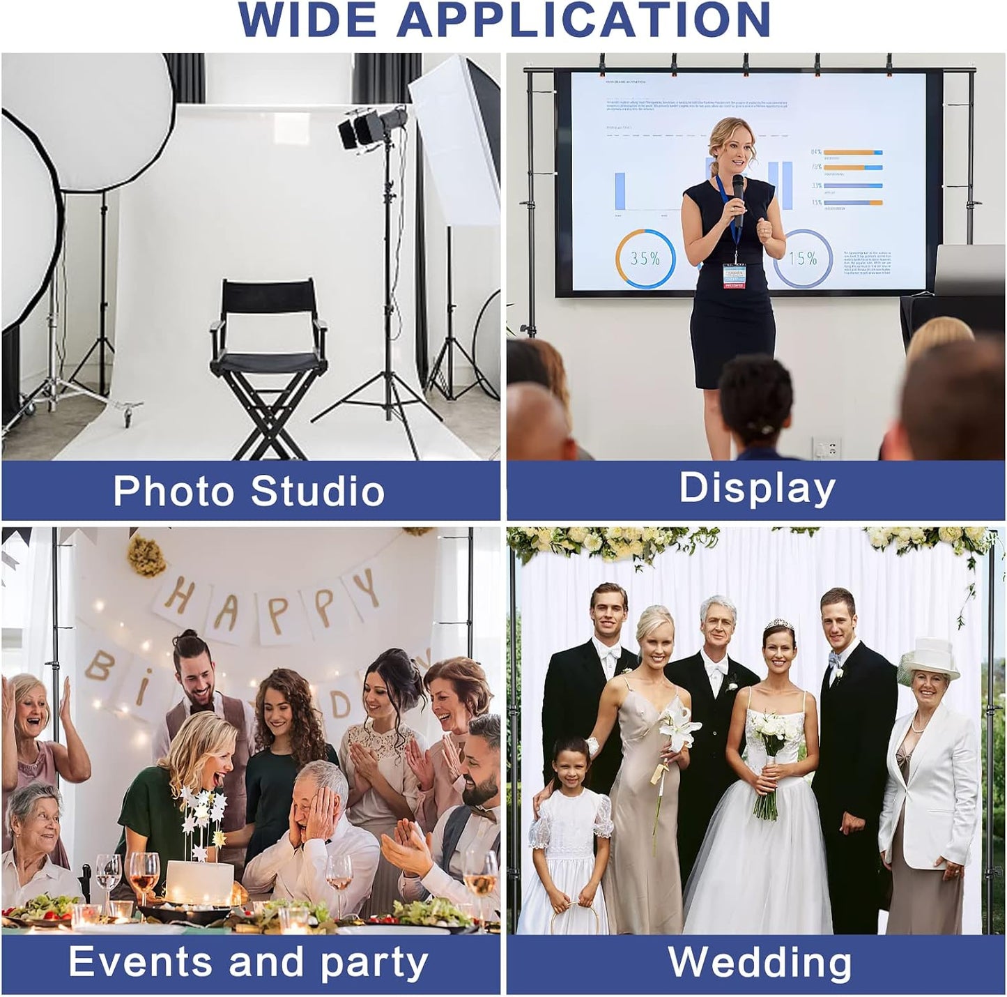 GFCC Photo Backdrop Stand Kit - 10x7Ft(WxH) Adjustable Background Stand for Photography Video Studio Support System with Carry Bag