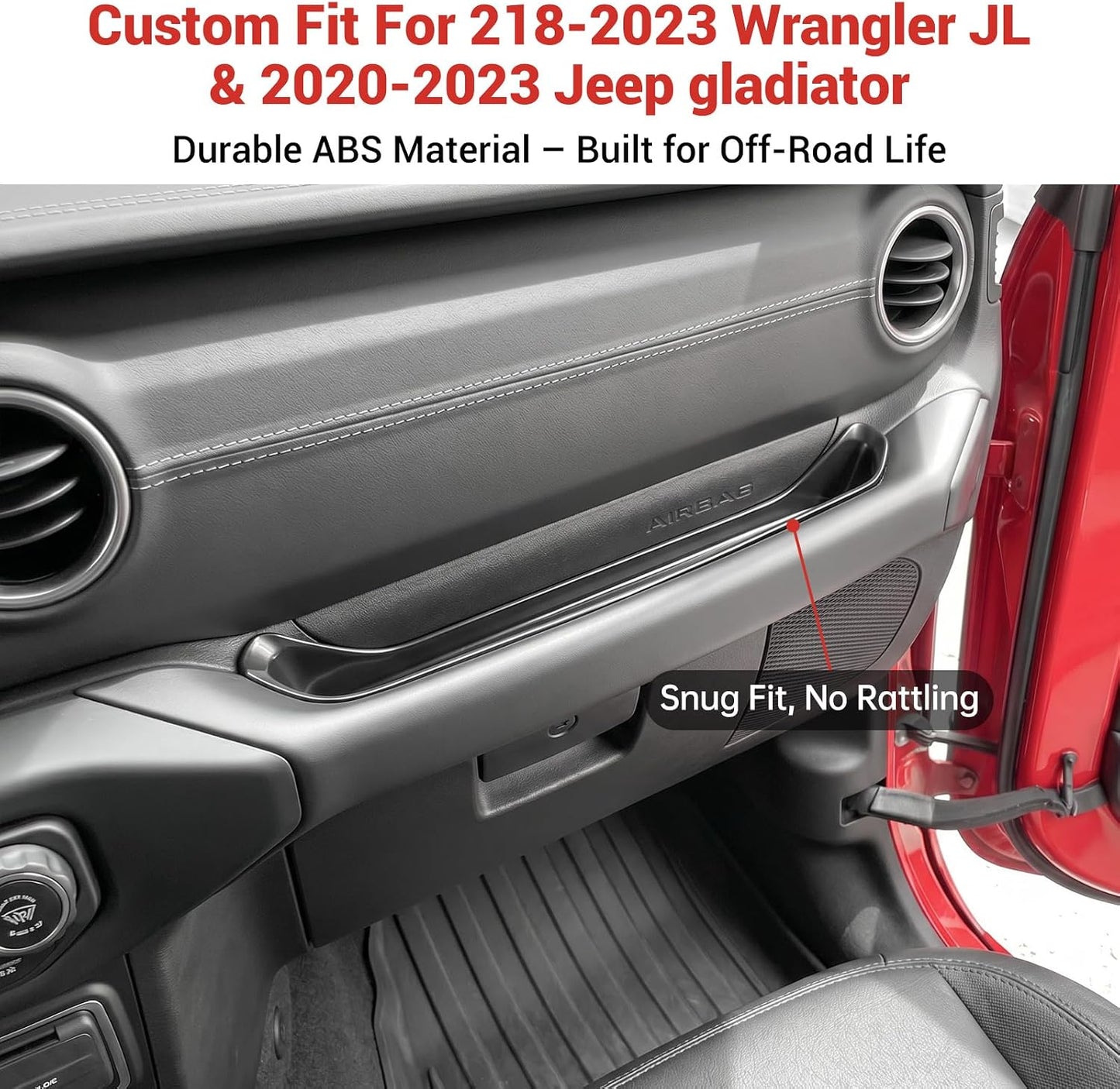 Grab Bar Tray Fit for 2018-2023 Jeep Wrangler JL JLU 4XE/Gladiator JT Storage Bin Handle Organizer Grab Handle Box Passenger Side Grabtray for Wrangler&Gladiator Accessories(18-23 Grab Bar Tray)
