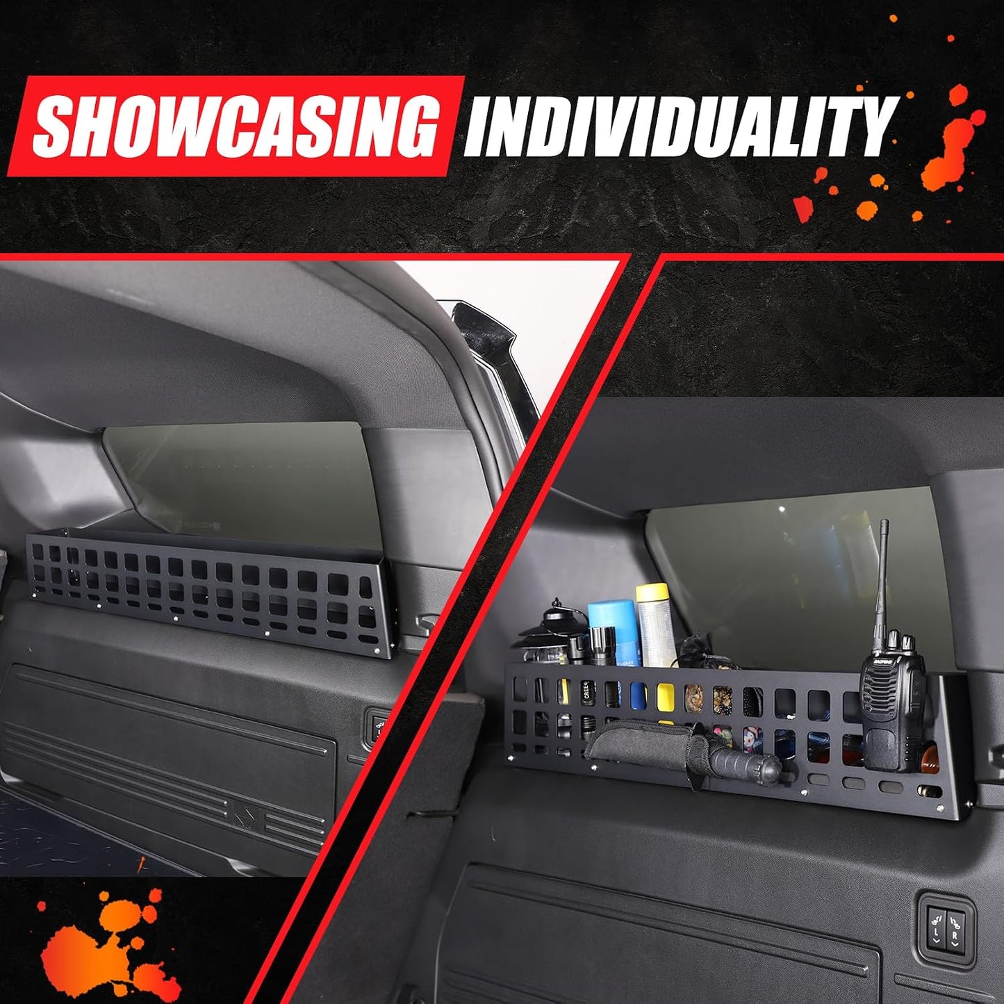 Aluminum Rear Trunk Organizer Compatible with 2024 2025 2026 Hummer EV Accessories Trunk Storage Cargo Management System Rack Modular Storage Box Basket (Right Side-Black)
