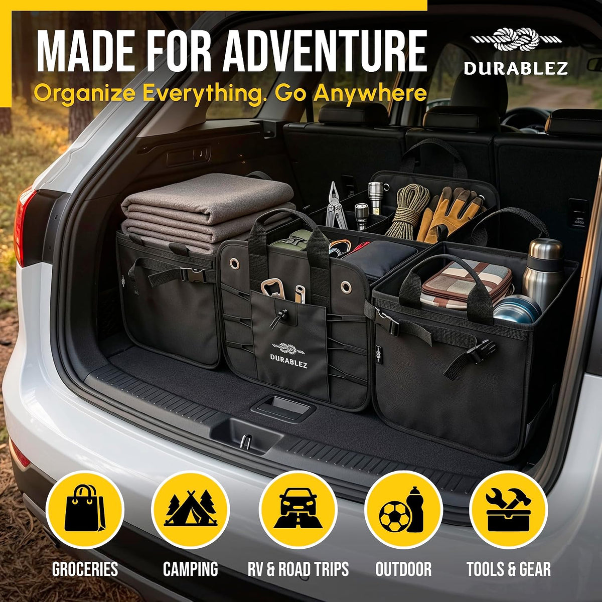 Extra Large Car Trunk Organizer System, Modular & Collapsible, Black