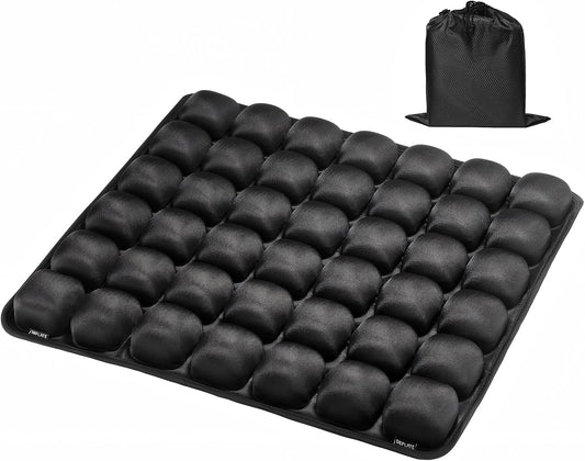 Inflatable Seat Cushion with Press-to-Inflate Design, Airplane Seat Cushion for Long Flights, Travel Cushion for Sciatica Pain Relief, Portable Cushion for Car, Office &amp; Airplane