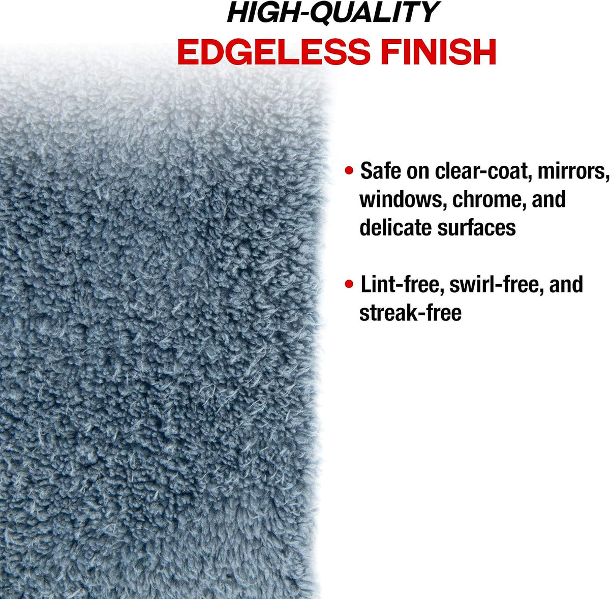 Detailer's Preference Extra Absorbent Ultra Plush 500GSM Edgeless Microfiber Towels, Car Detailing & Home, Streak-Free, Lint-Free, Scratch-Free, Machine Washable & Reusable, 16x16 Inch, 6-Pack, Gray