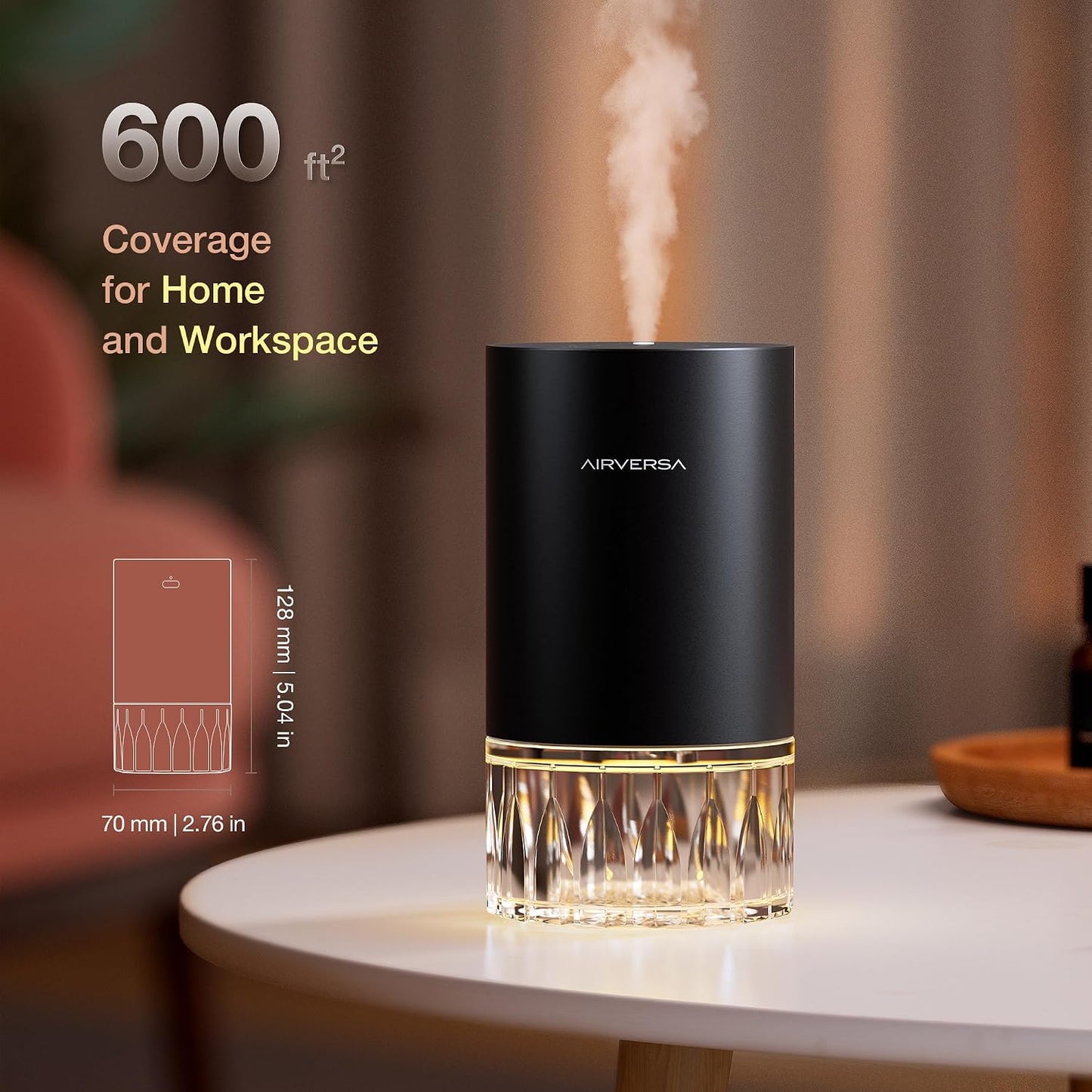 Airversa Waterless Diffuser RD1 Black + 100mL Replacement Glass Bottle
