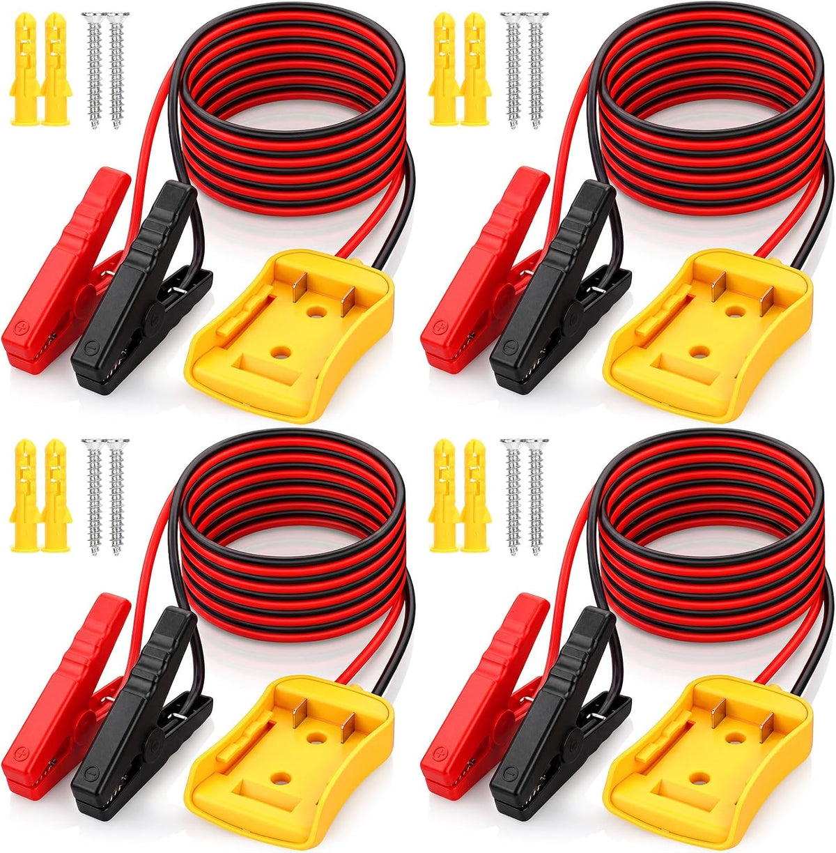 Tallew 4 Pcs Jumper Cables for Car with Adapter Compatible with Dewalt 20v Batteries 8AWG 2FT Silicone Wire Automotive Booster Cables for Jump Car Starting Tool Battery, Temperature Resistance 392℉