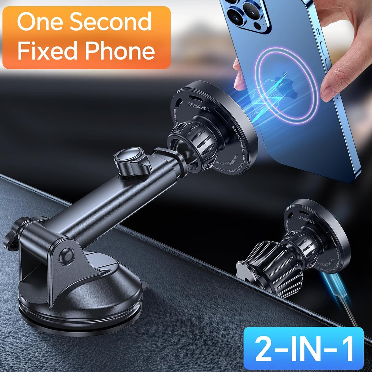 Coolpow for MagSafe Car Mount Charger【Ultra Magnet】Magnetic Phone Holders for Your Car Charger Magnetic Wireless Car Phone Holder Charger Car Accessories for Women Cell Phone Mount for iPhone 17 16 15