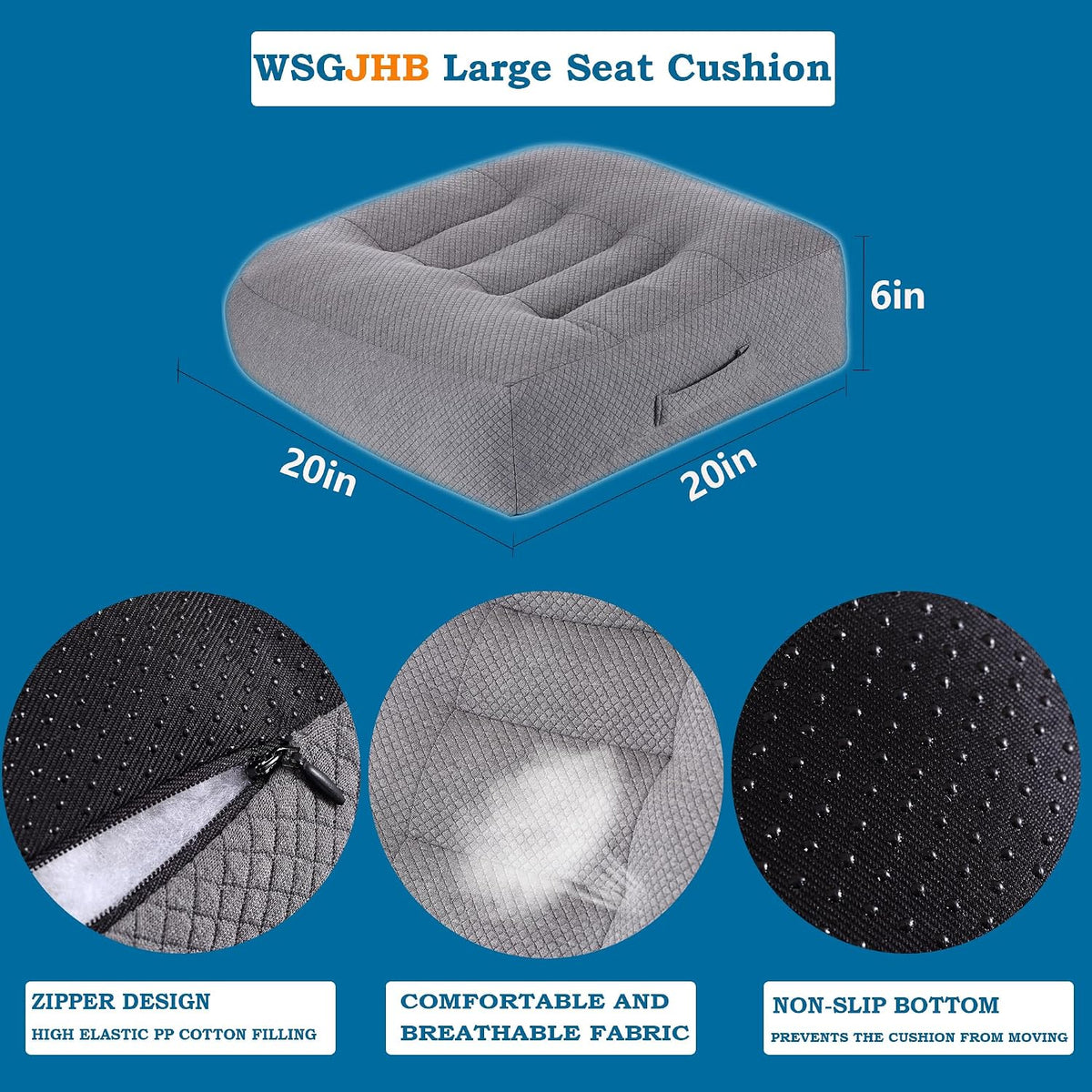 WSGJHB Large Seat Cushion, Extra Thick Booster Seat Cushions Long Sitting