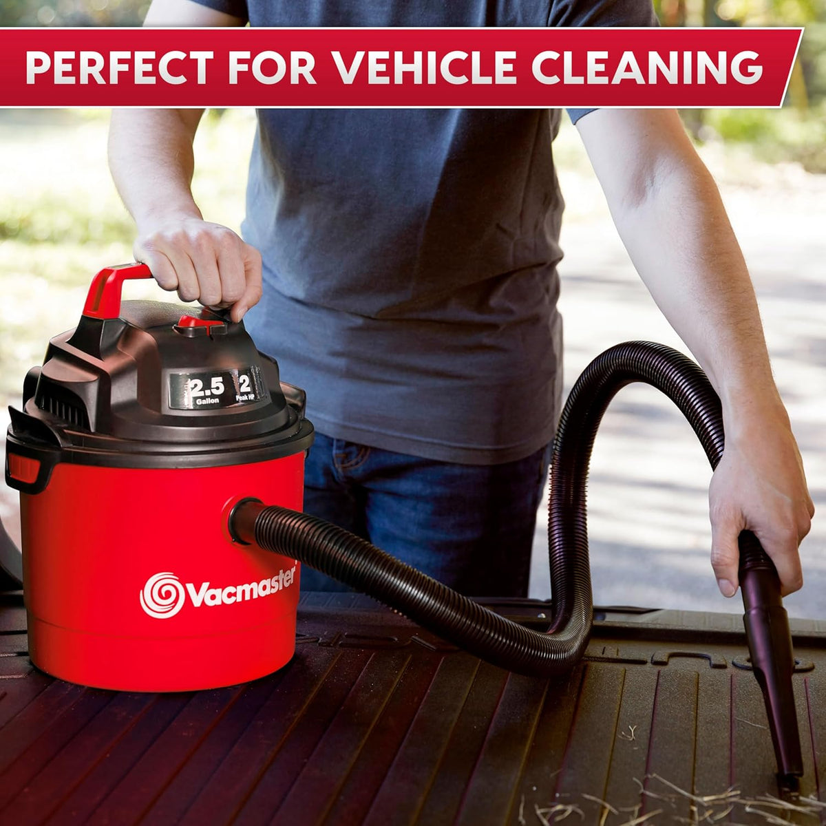 Vacmaster VOM205P 1101 2.5-Gal 2 Peak HP Wall Mount Wet/Dry Vacuum Red