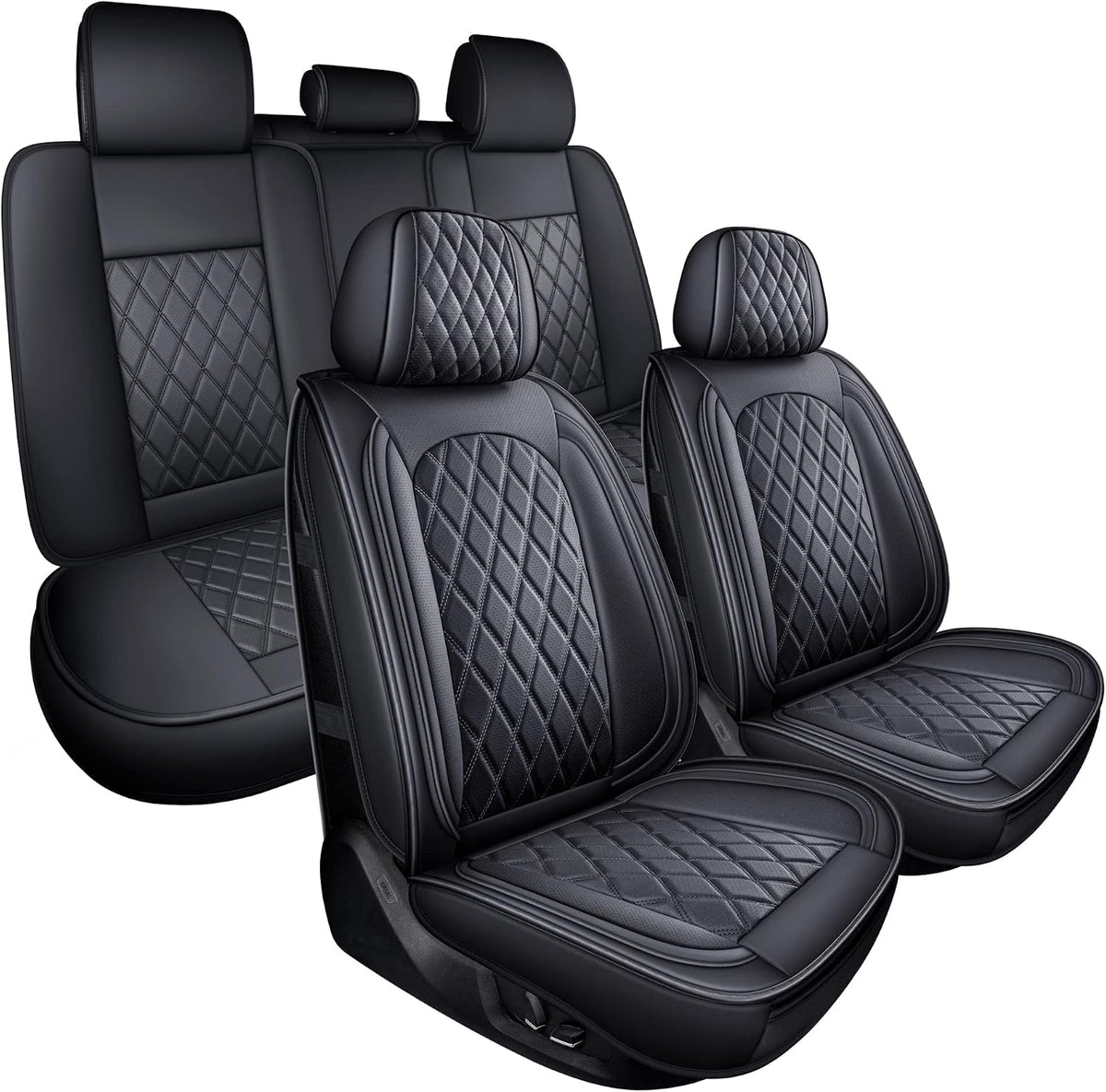 MIROZO Seat Covers Full Set, Leather Car Seat Covers for Sedan SUV Truck