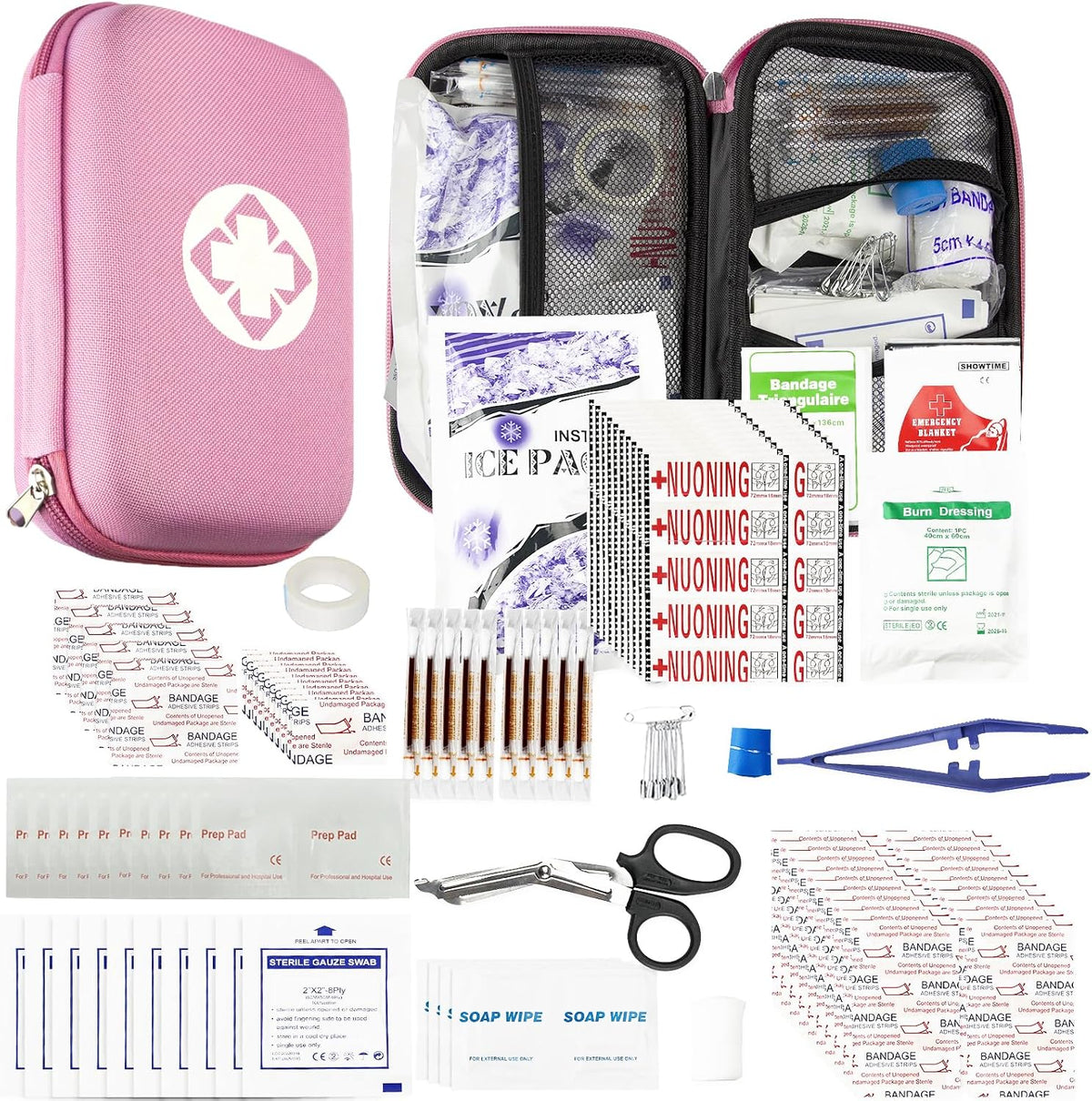 First Aid Kit 277PCS Car Home Camping Essentials Pink Emergency Kit YIDERBO
